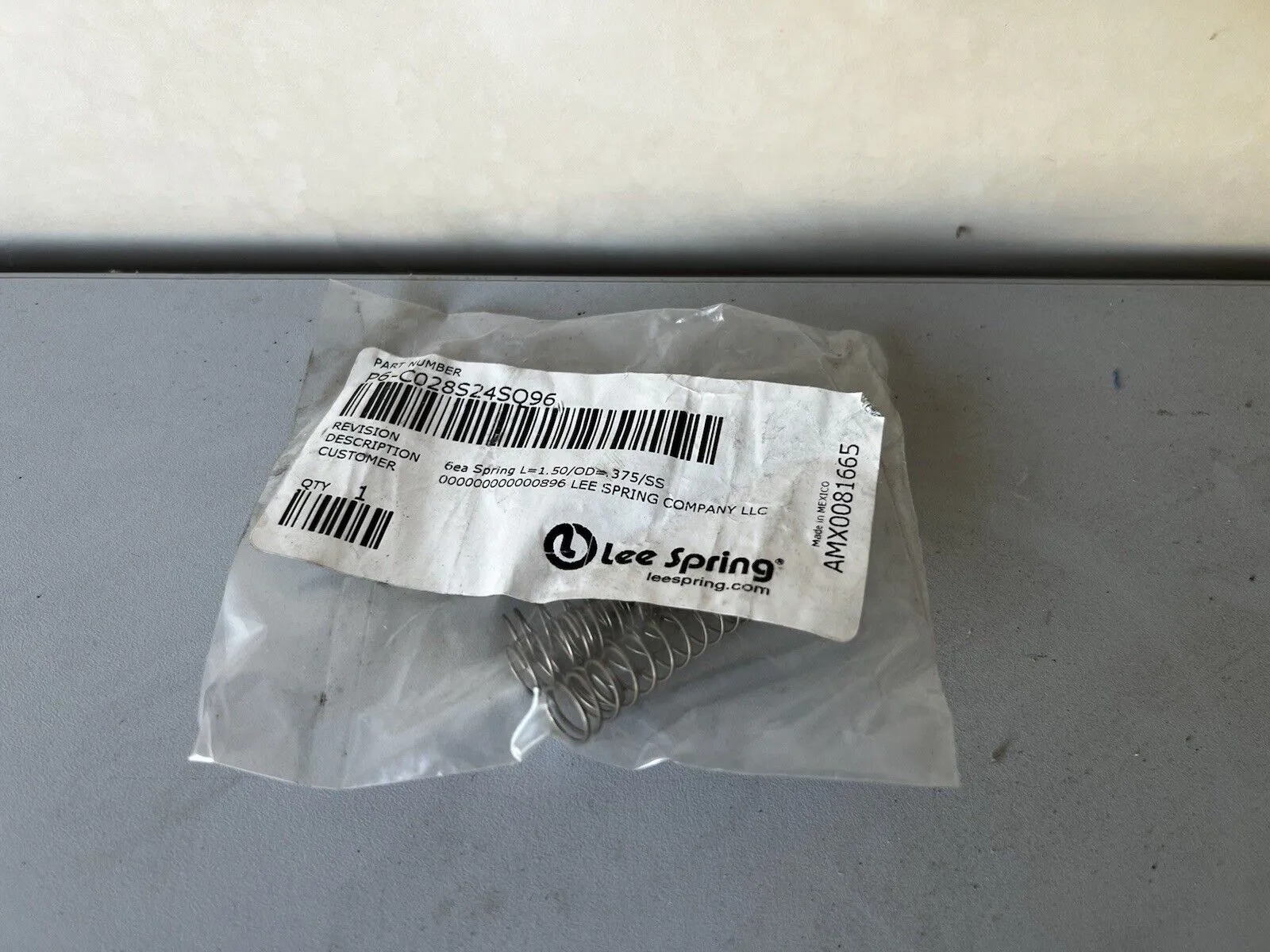 Box of 6 Lee Spring P6-C028S24SO96 L=1.50/OD=.375SS Druckfeder - Thumbnail 2