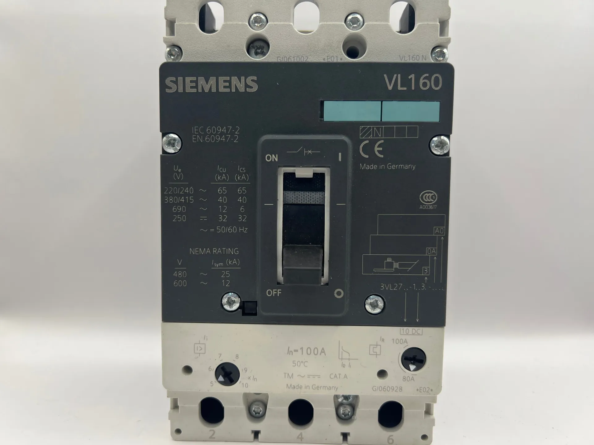 Siemens VL160 Circuit Breaker 3VL2716-1AA33-0AA0 160A 3-Pole - Thumbnail 2