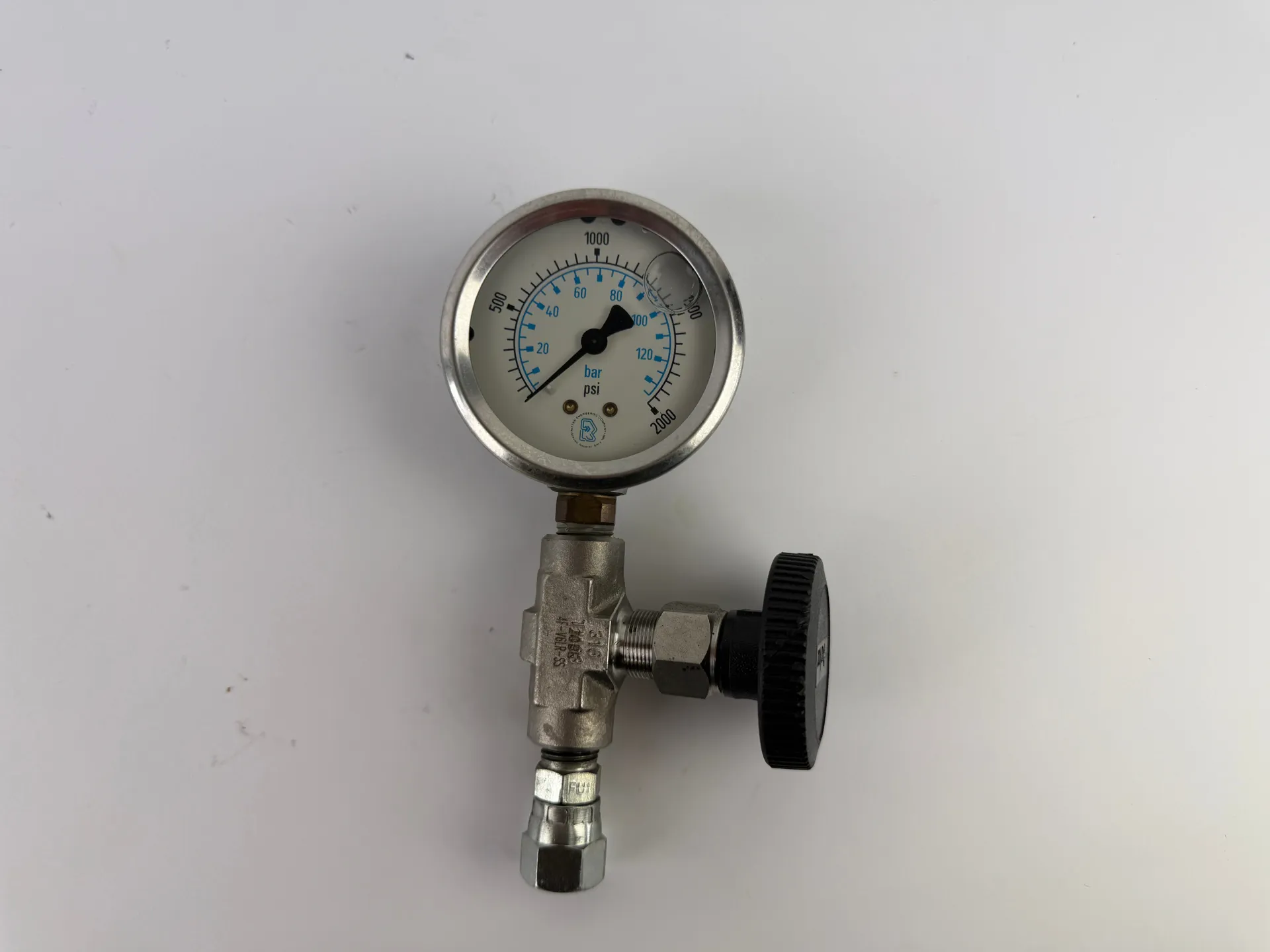Ritter Engineering Pressure Gauge 0-2000 psi 0-150 bar Stainless Valve - Thumbnail 3