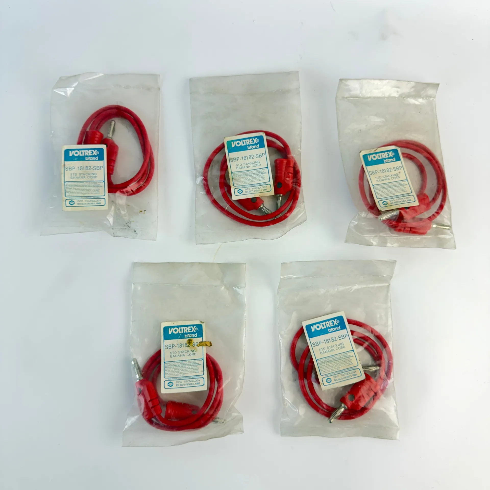 Voltrex SBP-18182-SBP Standard Stacking Banana Test Cord Red – Lot of 5 - Image 1