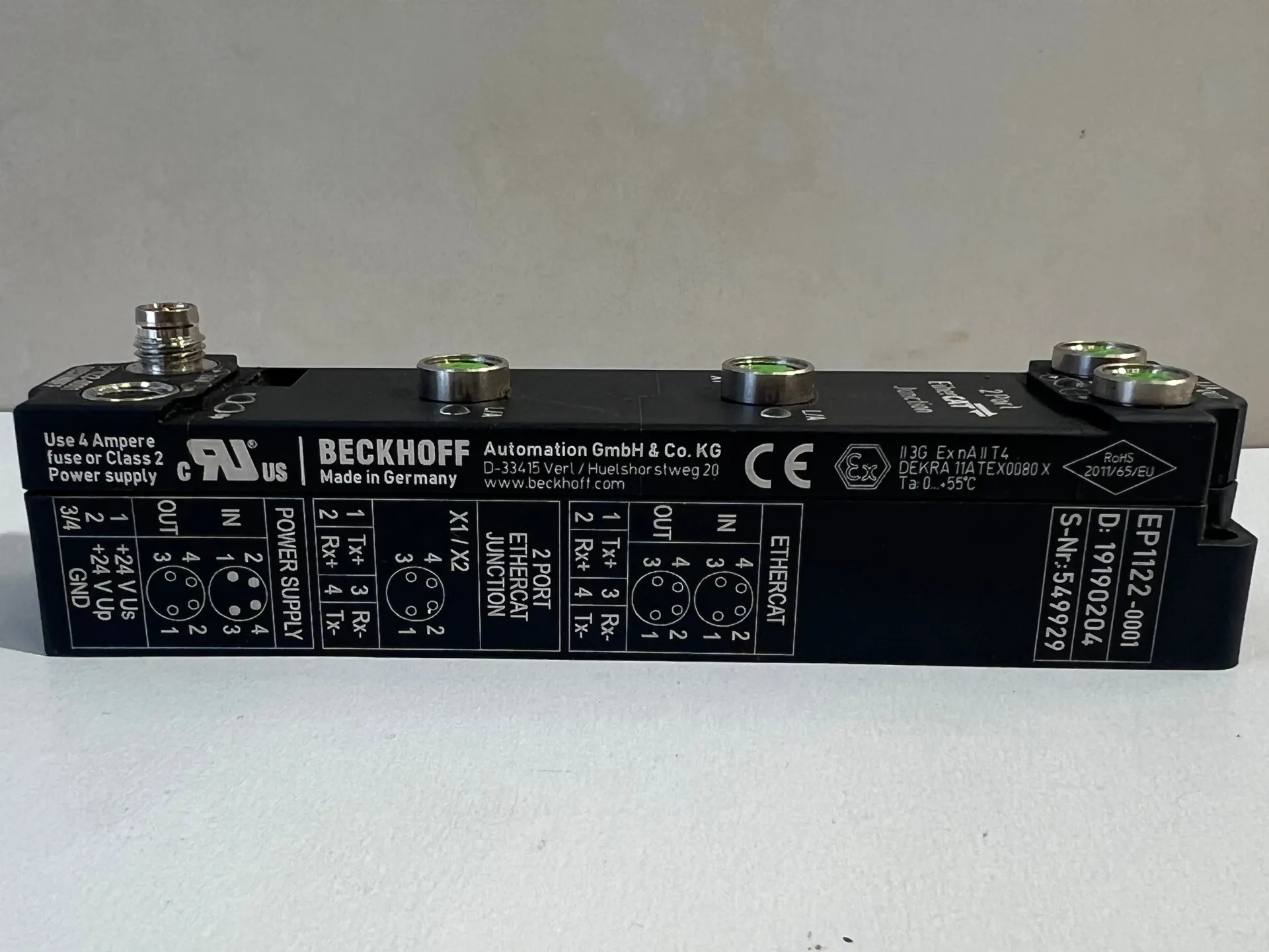 Beckhoff EtherCAT Box, 2-Port Branch, M8 | EP1122-0001 - Thumbnail 4