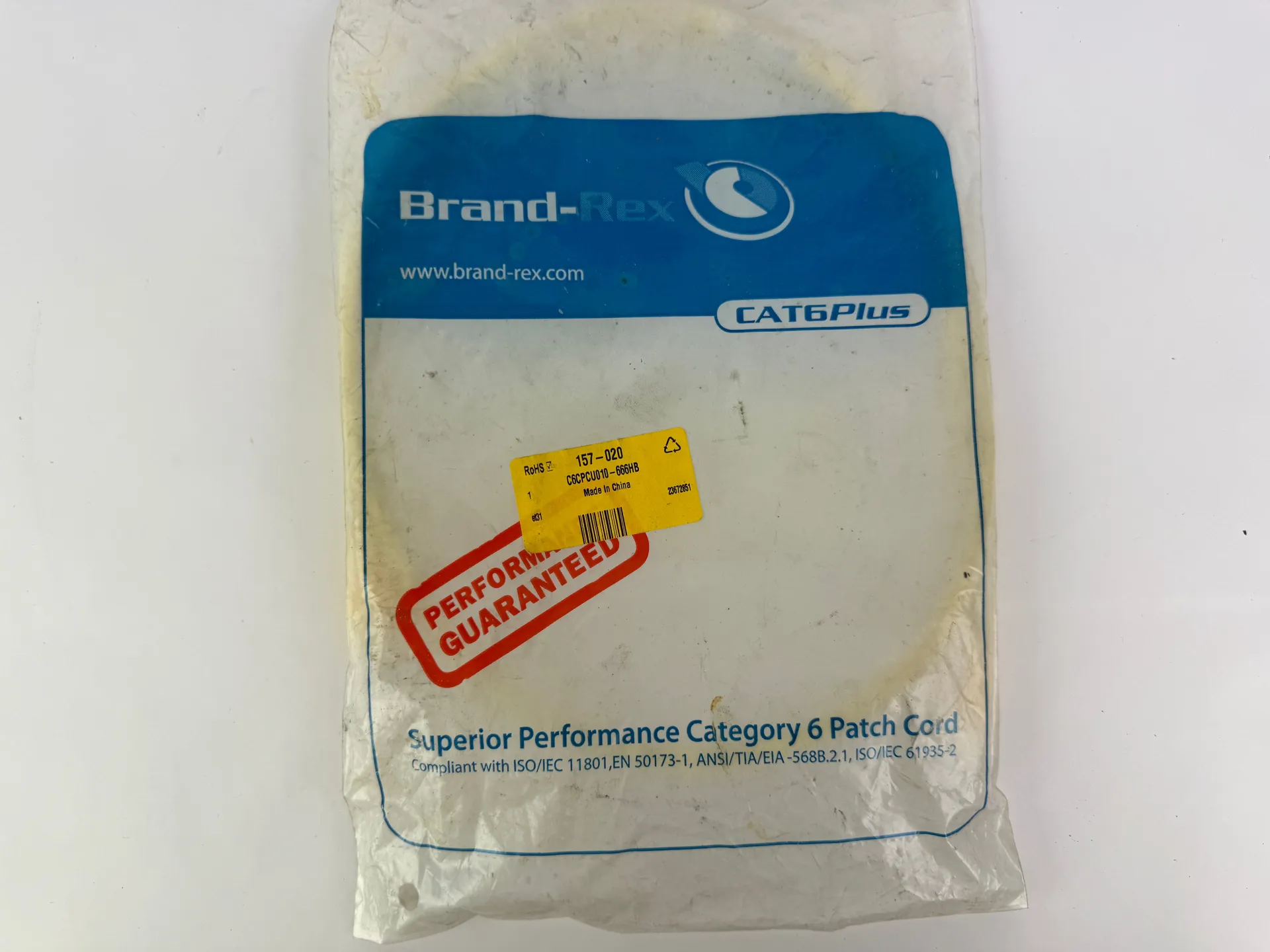 Brand-Rex C6CPCU010-666BB Cat6Plus UTP Patch Cable 1m Yellow RJ45 HF - Thumbnail 5