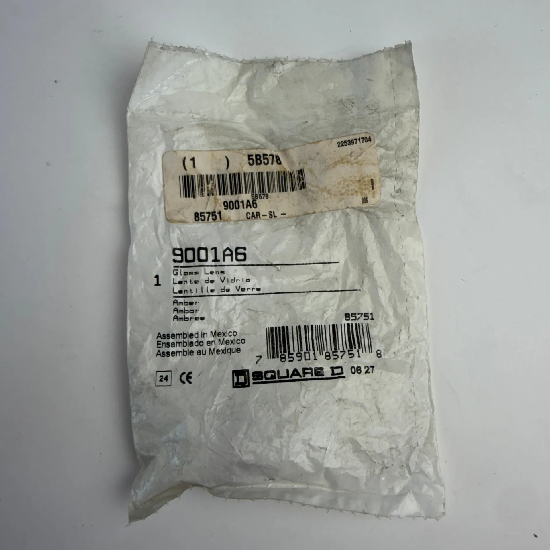 Square D 9001A6 Amber Glass 30mm Pilot Light Lens