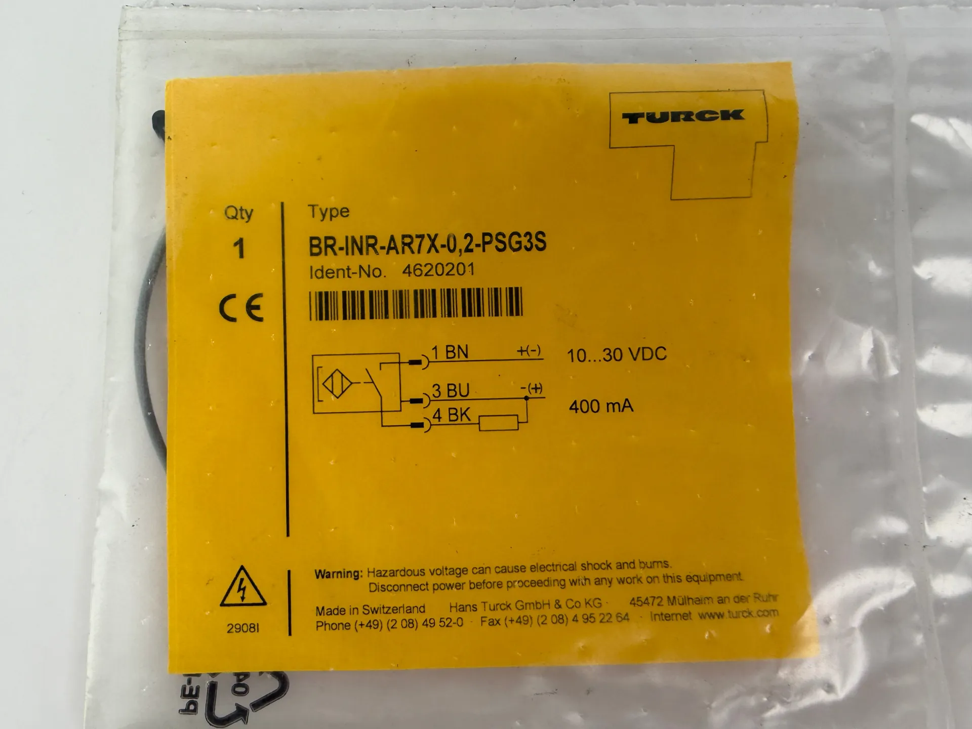 1x Turck BR-INR-AR7X-0.2-PSG3S Cylinder Proximity Sensor 10-30VDC 4620201 - Thumbnail 2