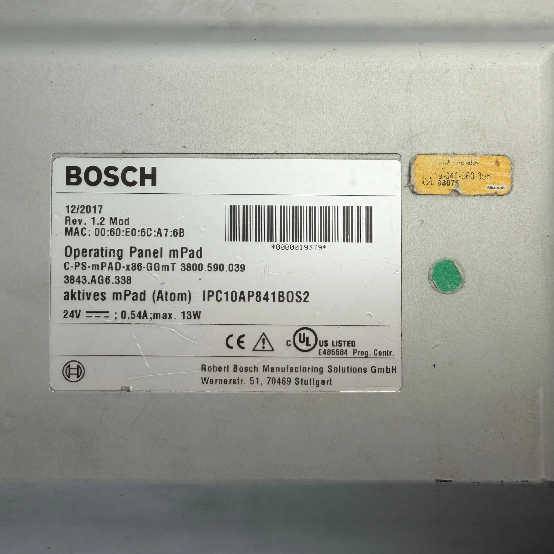 Bosch mPad C-PS-mPAD-x86-GGmT 3800.590.039 HMI Touch Panel w/ 5m Cable & Mount - Thumbnail 10