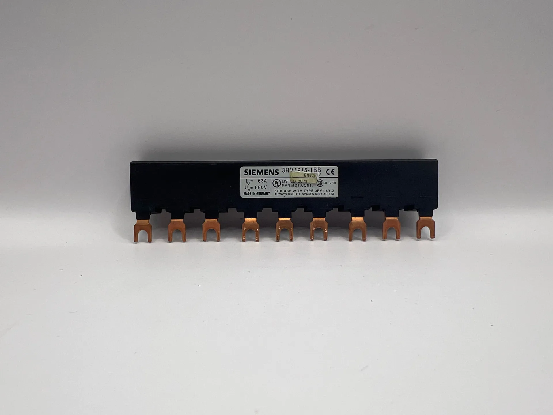 Siemens 3RV1915-1BB 3-Phase Busbar for 3RV1 Motor Protection Circuit Breakers - Image 1