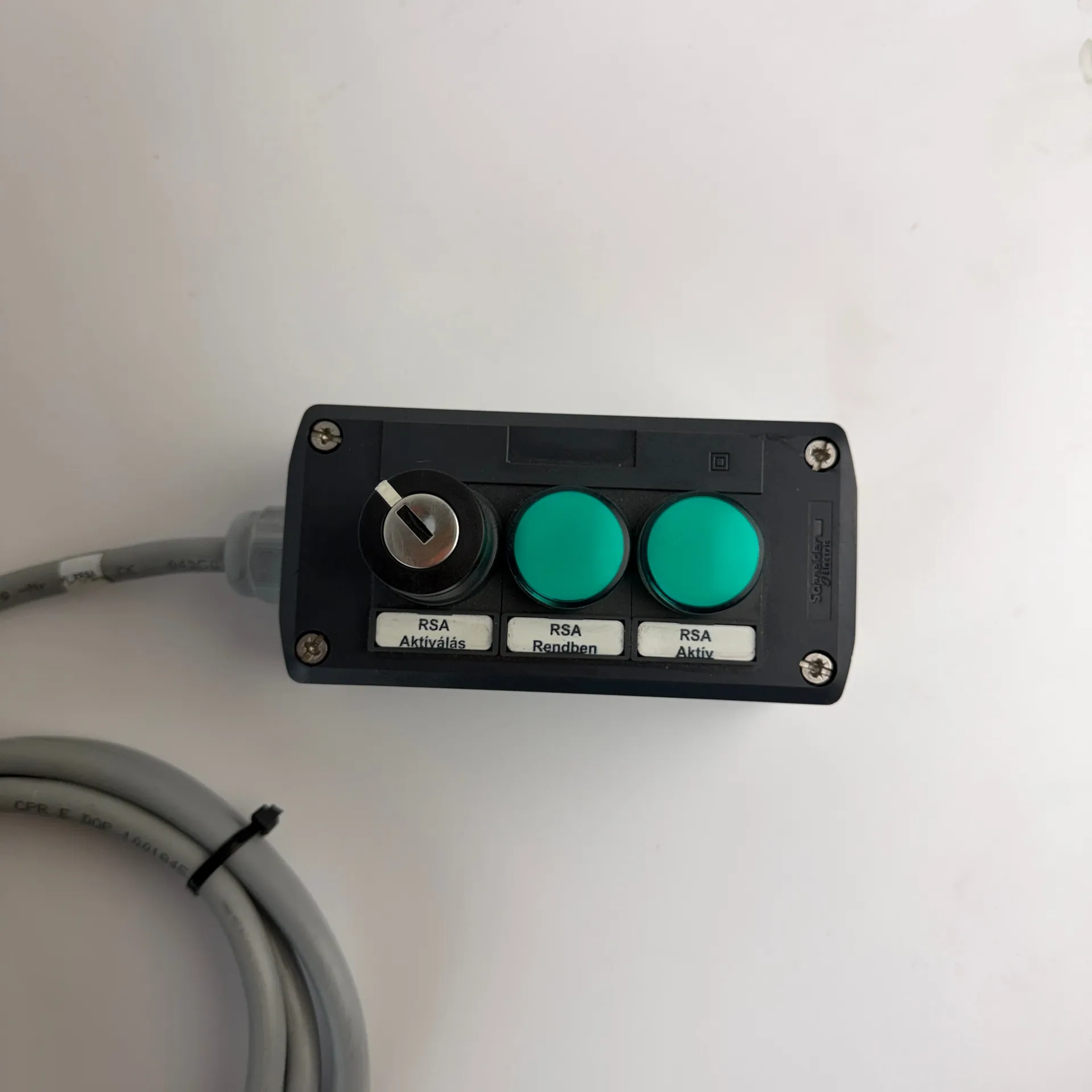 Schneider Electric XAL Control Station with Key Selector & 2 Green Pilot Lights, 2.2m Cable - Image 1