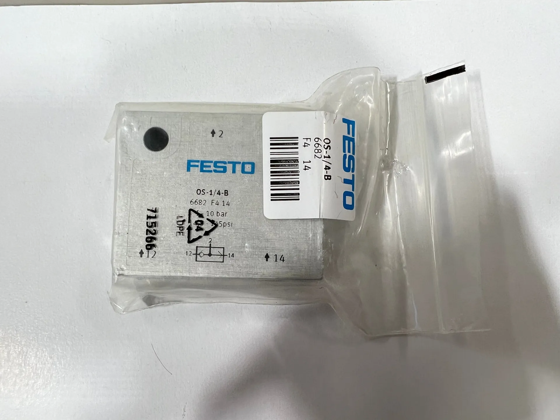 1x Festo 6682 OS-1/4 B Pneumatic Valve – 10 Bar – New - Thumbnail 3