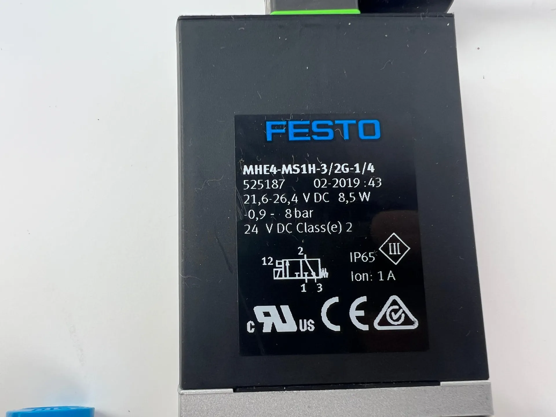 Festo MHE4-MS1H-3/2G-1/4 Pneumatic Solenoid Valve 525187 with 430cm Cable - Thumbnail 3