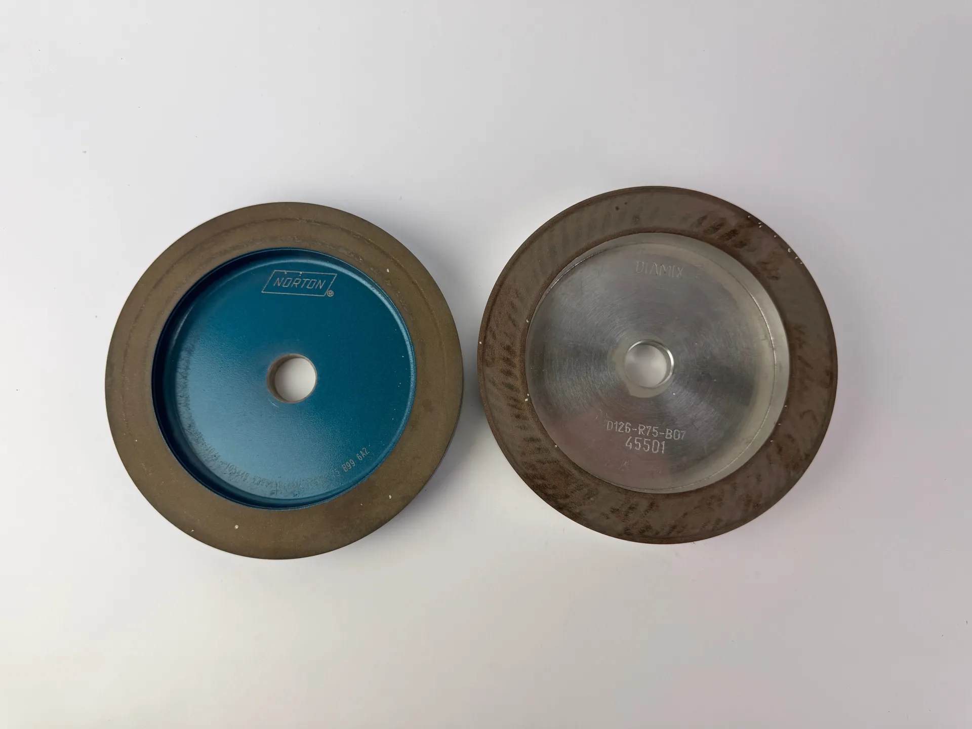 Norton ASD 126 R75 B99 6A2 + Diamix D126 R75 B07 Diamond Grinding Wheel 2pc - Image 1