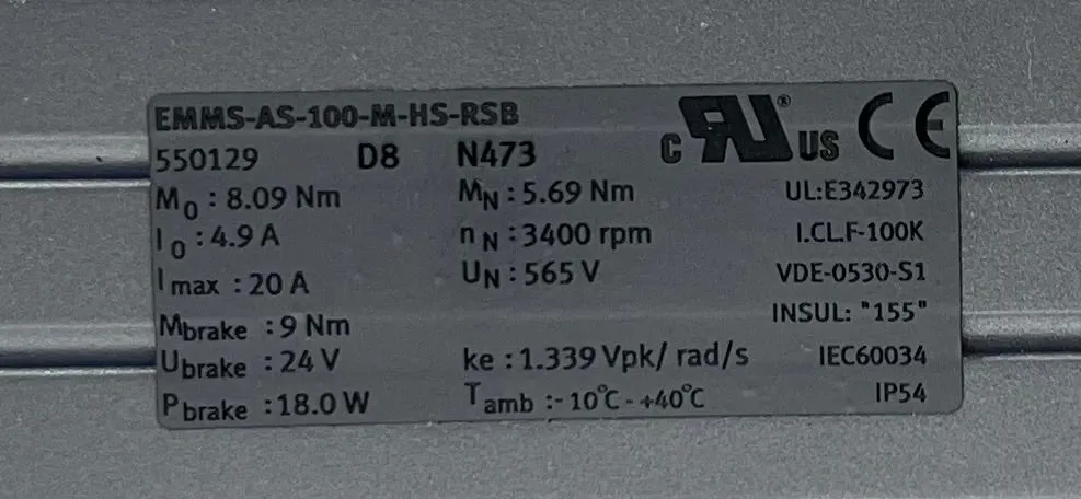 Festo EMMS-AS-100-M-HS-RSB 550129 Servo Motor – High-Speed Synchronous Motor - Thumbnail 5