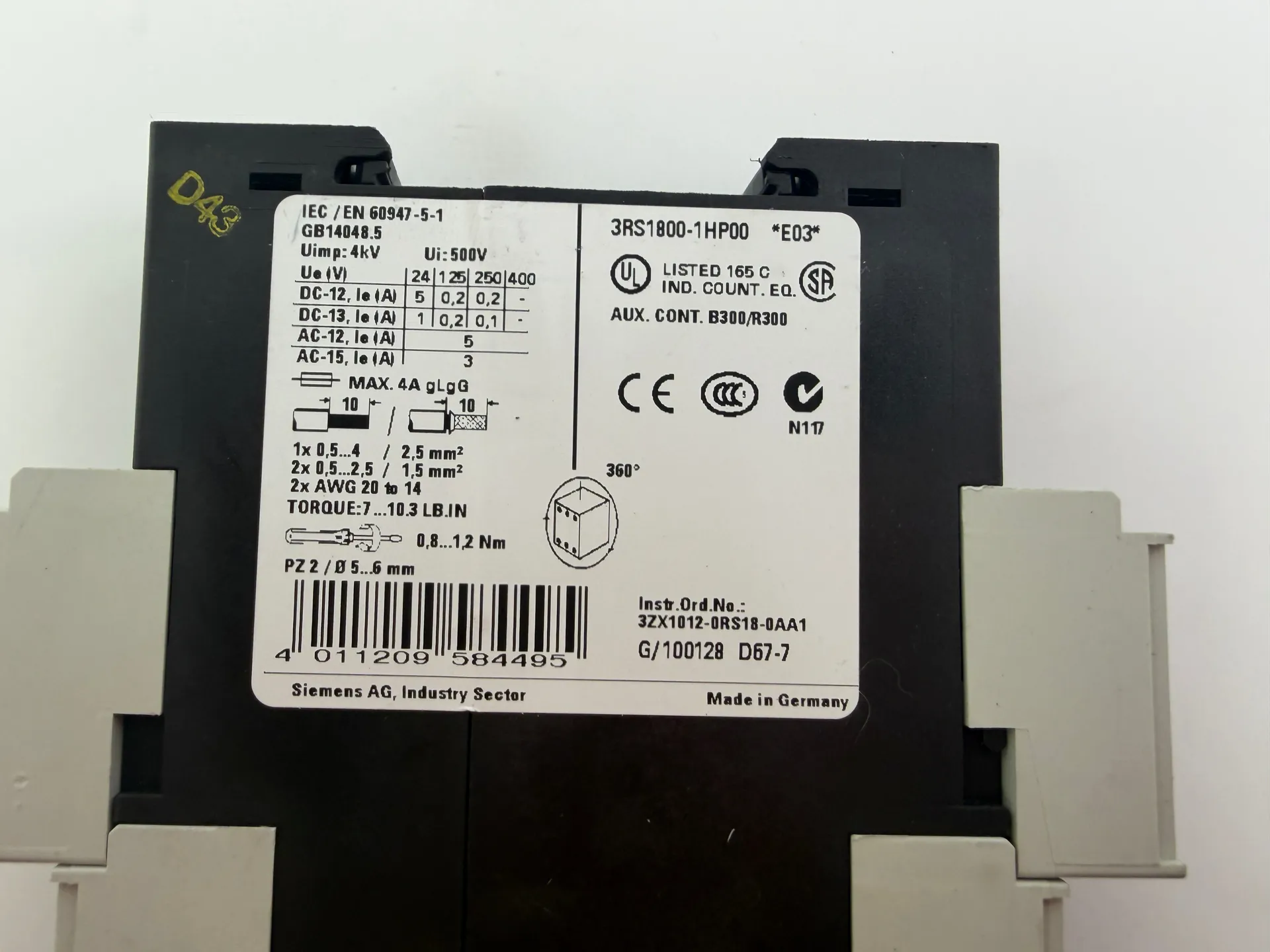 1x Siemens SIRIUS 3RS1800-1HP00 Coupling Relay - Thumbnail 3