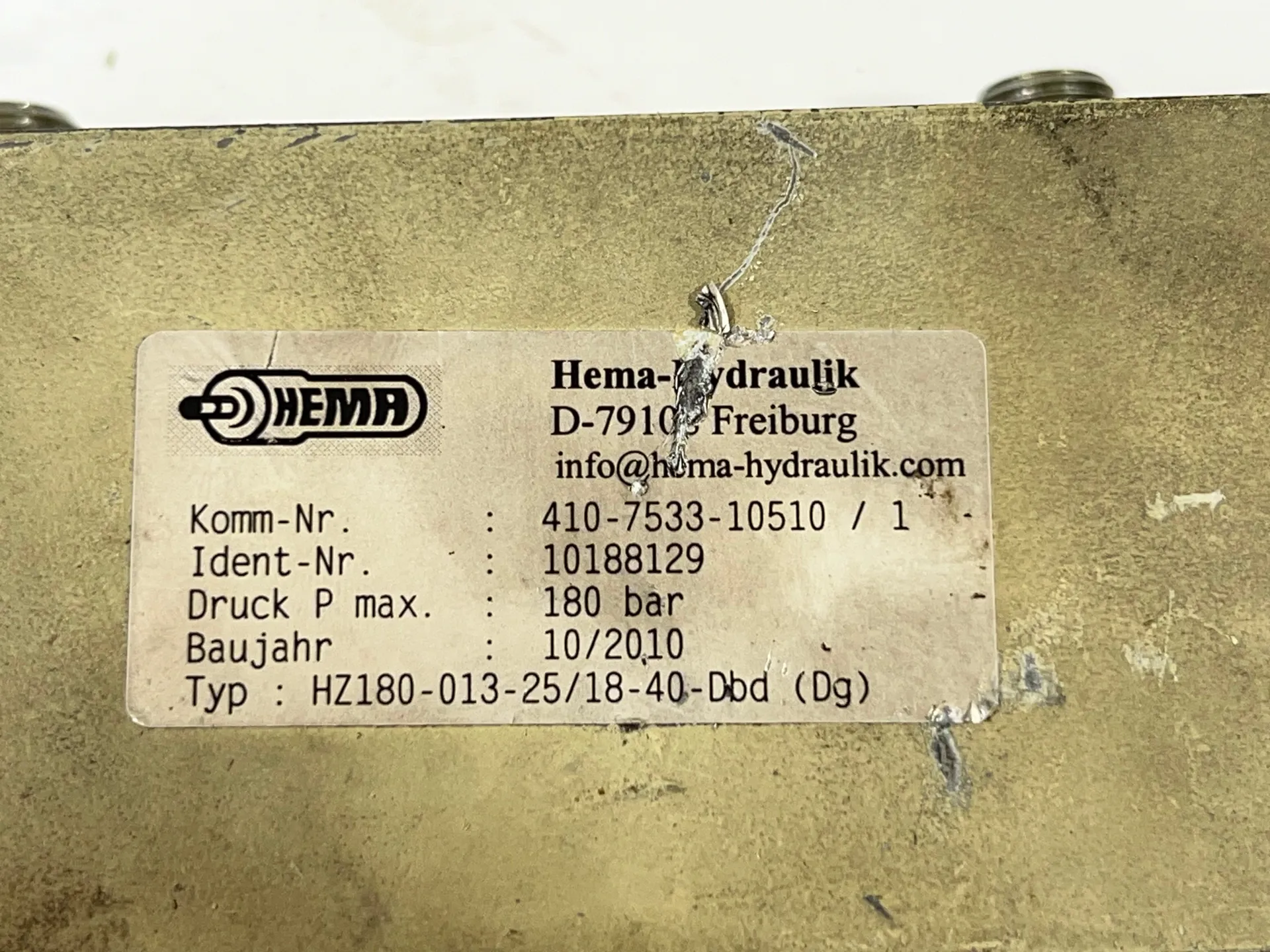Hema-Hydraulik HZ180-013-25/18-40-DBG Hydraulic Cylinder – 180 Bar - Image 1