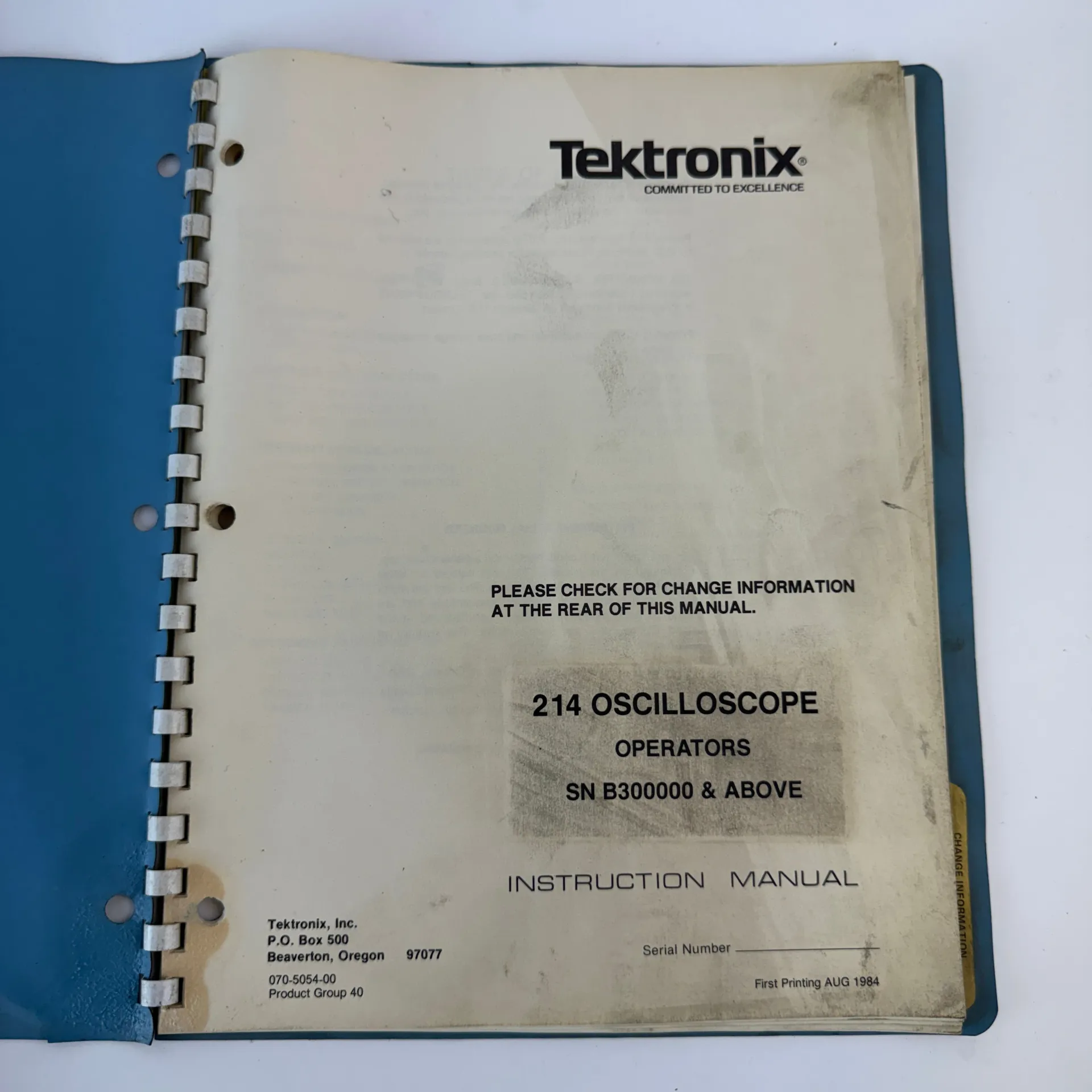 Tektronix 070-5054-00 214 Oscilloscope Operators Instruction Manual SN B300000 & Above - Thumbnail 3