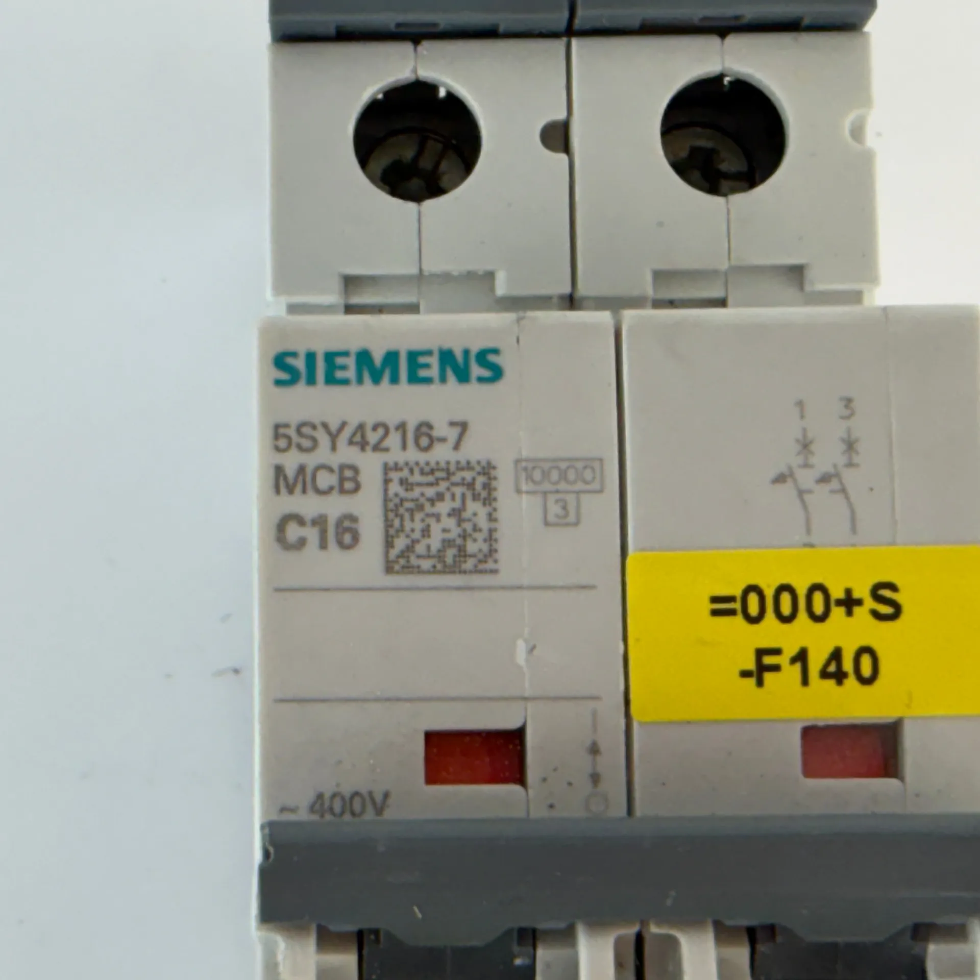 1x Siemens 5SY4216-7 2 Pole MCB C16 16A Circuit Breaker 10kA 400V AC - Thumbnail 3