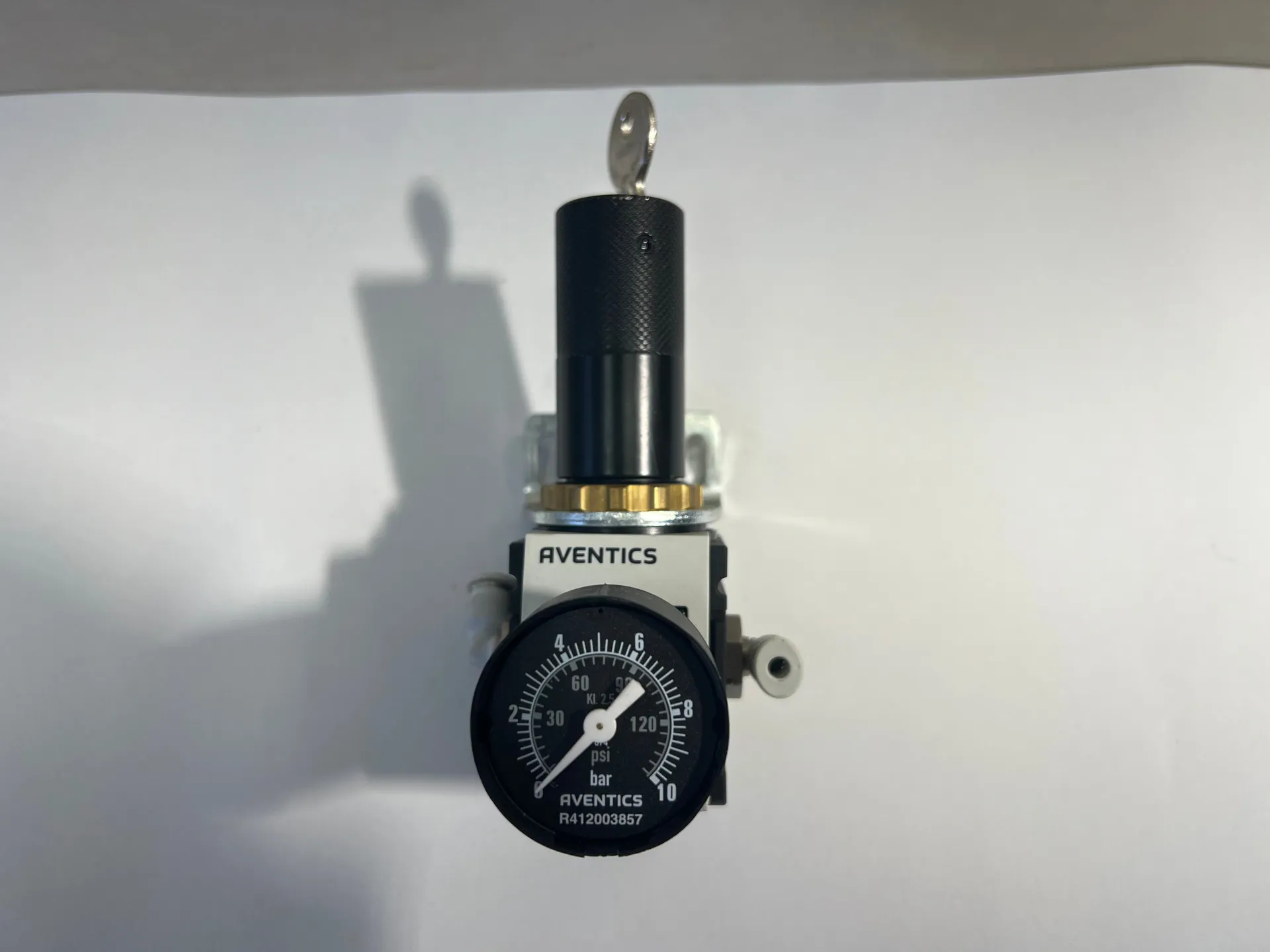 Aventics R412010648 Pressure Regulator AS1-RGS-G014-GAN with R412003857 0–10 Bar Gauge + Key
