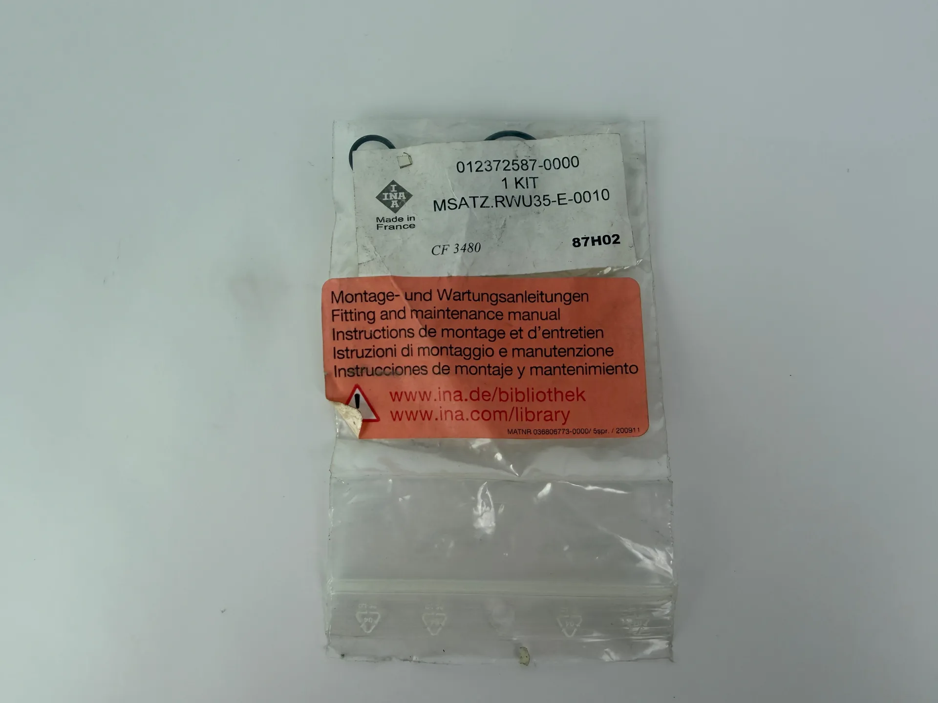 Lot of 2 INA MSATZ.RWU35-E-0010 Seal Kit 012372587-0000 RWU35 Linear Bearing - Image 1