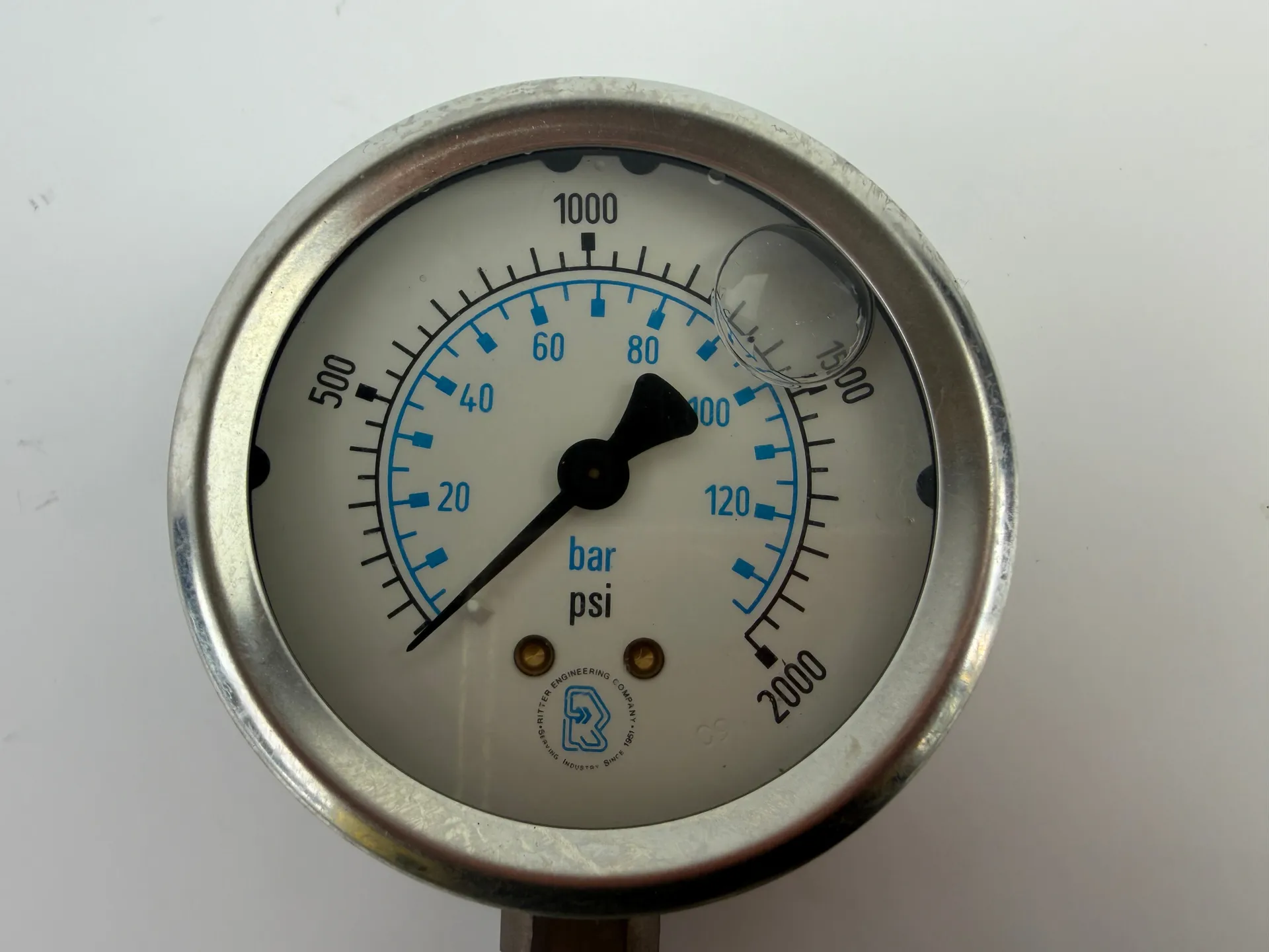 Ritter Engineering Pressure Gauge 0-2000 psi 0-150 bar Stainless Valve - Thumbnail 2