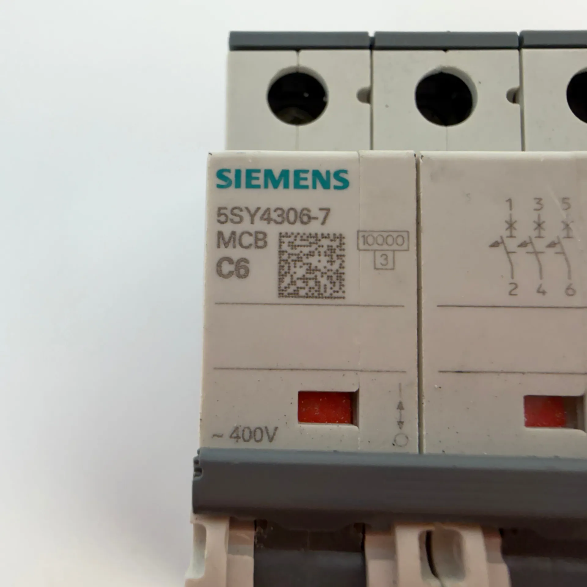 1x Siemens 5SY4306-7 3 Pole MCB C6 6A Circuit Breaker 10kA 400V AC - Thumbnail 3