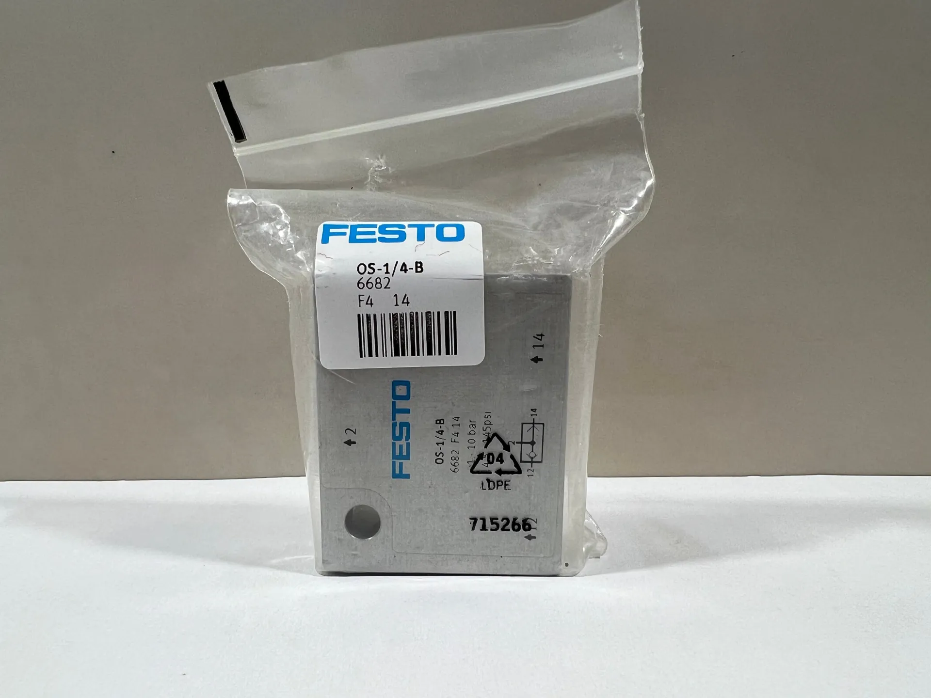 1x Festo 6682 OS-1/4 B Pneumatic Valve – 10 Bar – New - Thumbnail 2