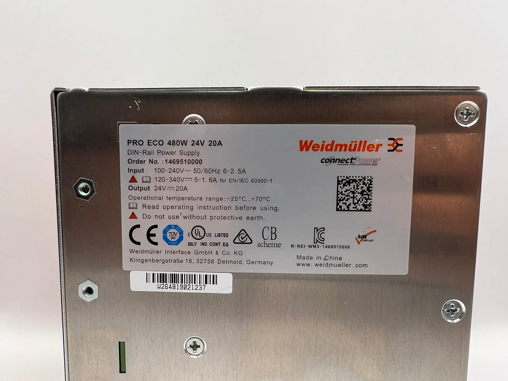 1x Weidmüller PRO ECO 480W 24V 20A DIN-Rail Power Supply 1469510000 - Thumbnail 3