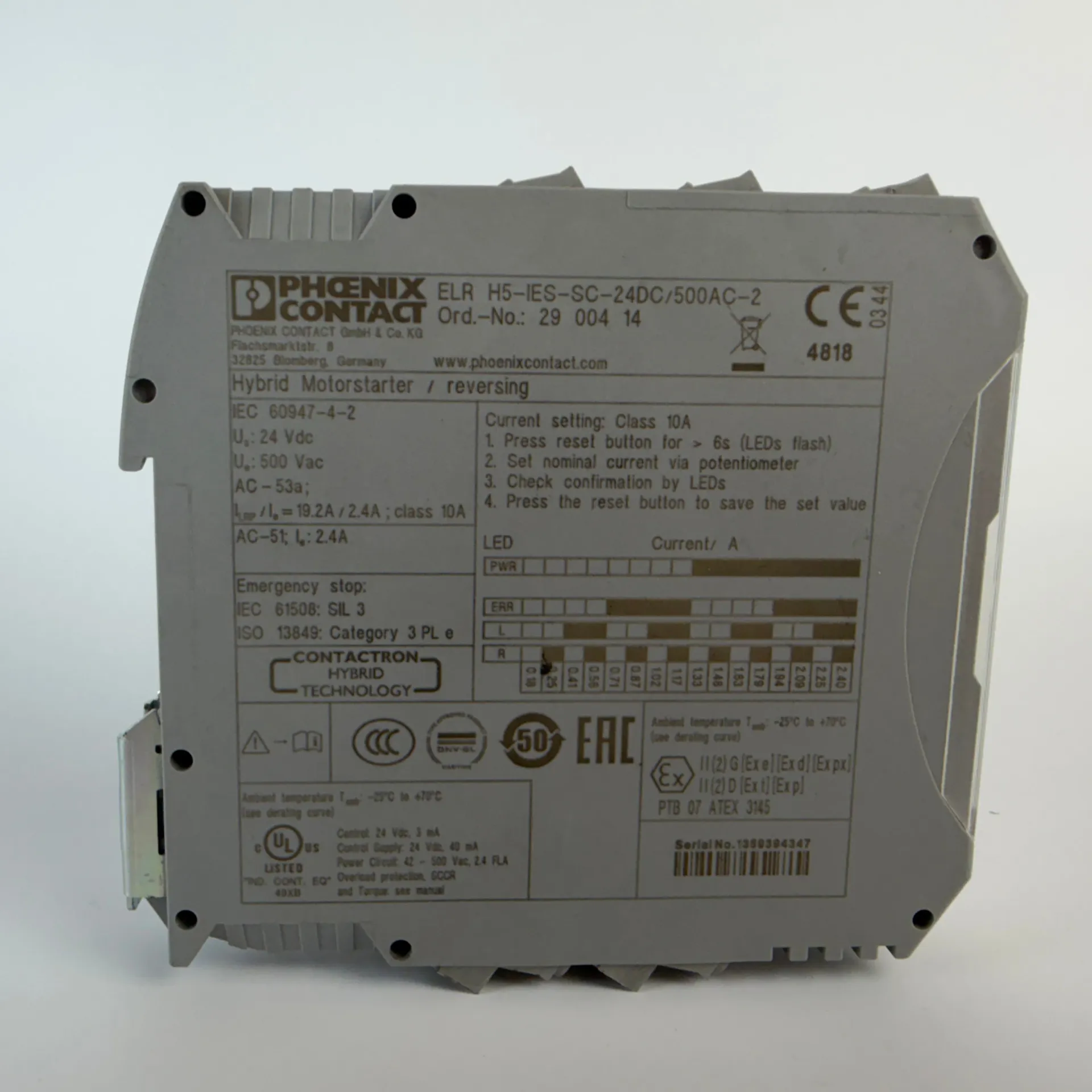 Phoenix Contact ELR H5-IES-SC-24DC/500AC-2 2900414 Hybrid Motor Starter Reversing - Thumbnail 6