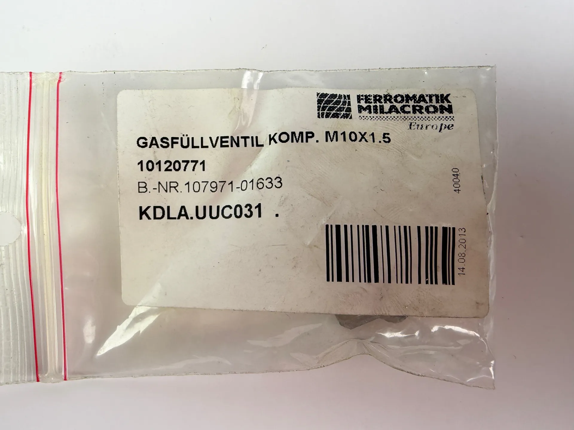 Ferromatik Milacron Gusfullventil Komp. M10x1.5 10120771 Valve - Image 1