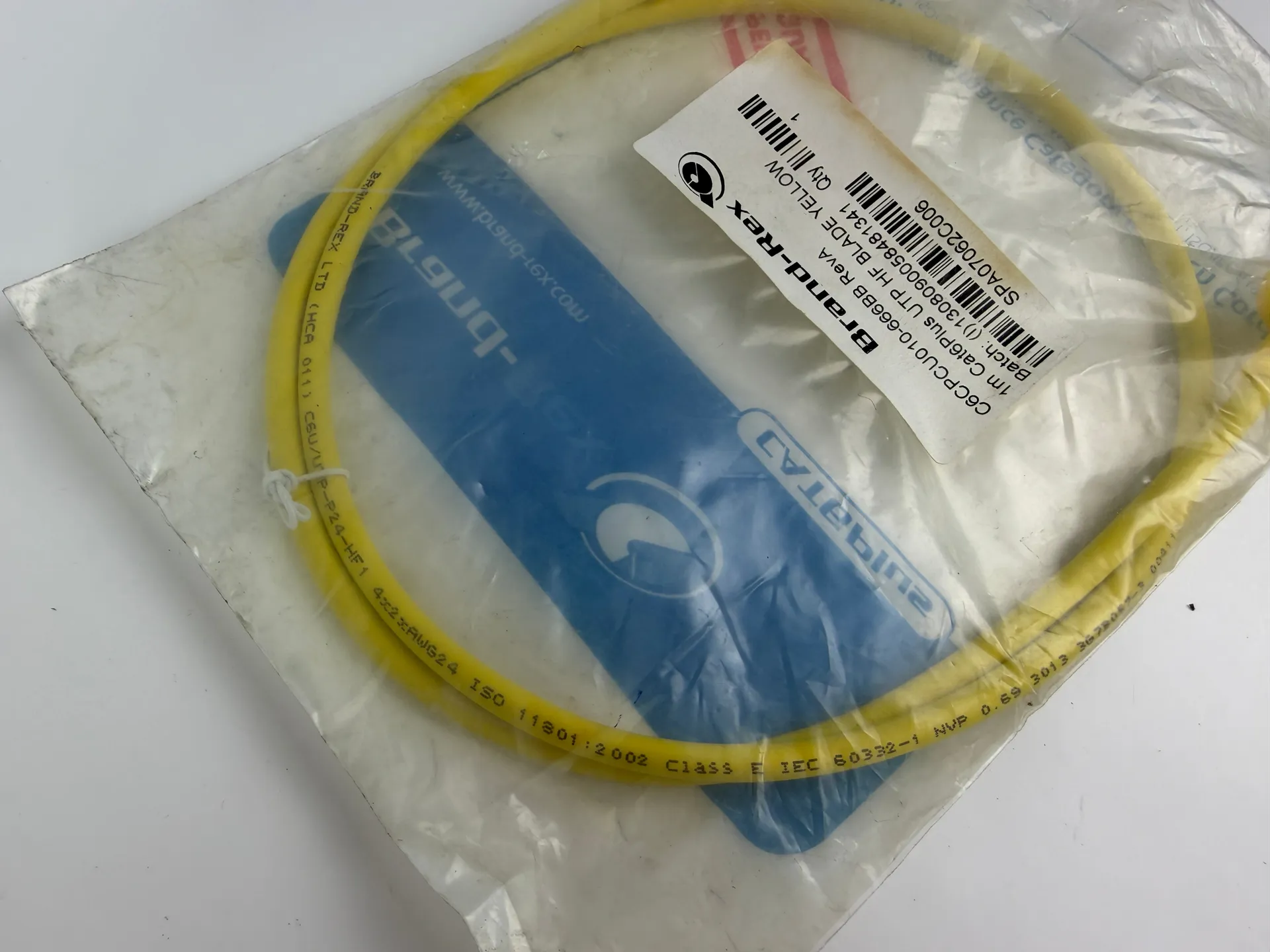 Brand-Rex C6CPCU010-666BB Cat6Plus UTP Patch Cable 1m Yellow RJ45 HF - Thumbnail 4