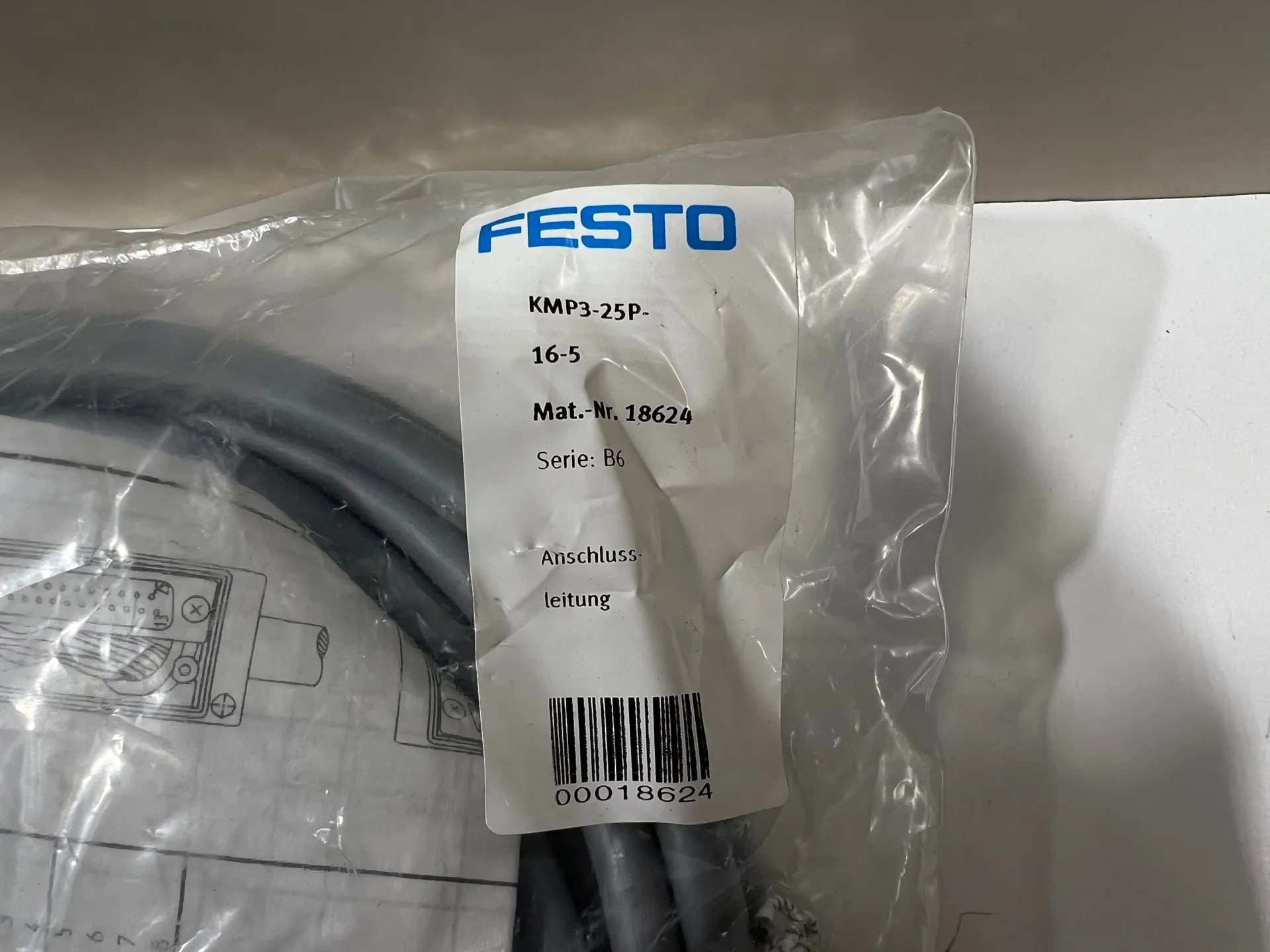 1x Festo KMP3-25P-16-5 18624 – Connecting Cable (New) - Thumbnail 3