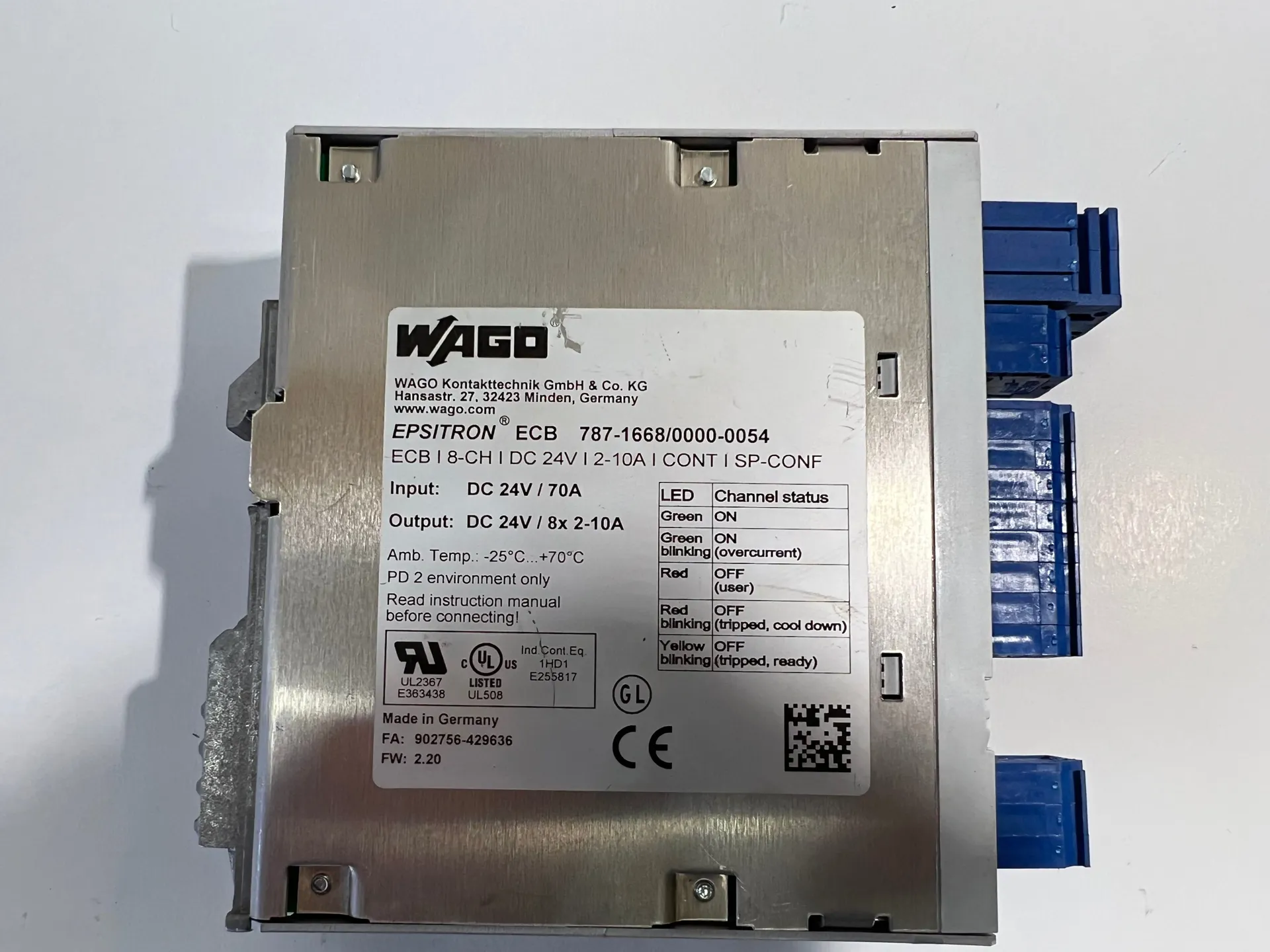 WAGO 787-1668/0000-0054 EPSITRON ECB 8-Channel Electronic Circuit Breaker - Thumbnail 4