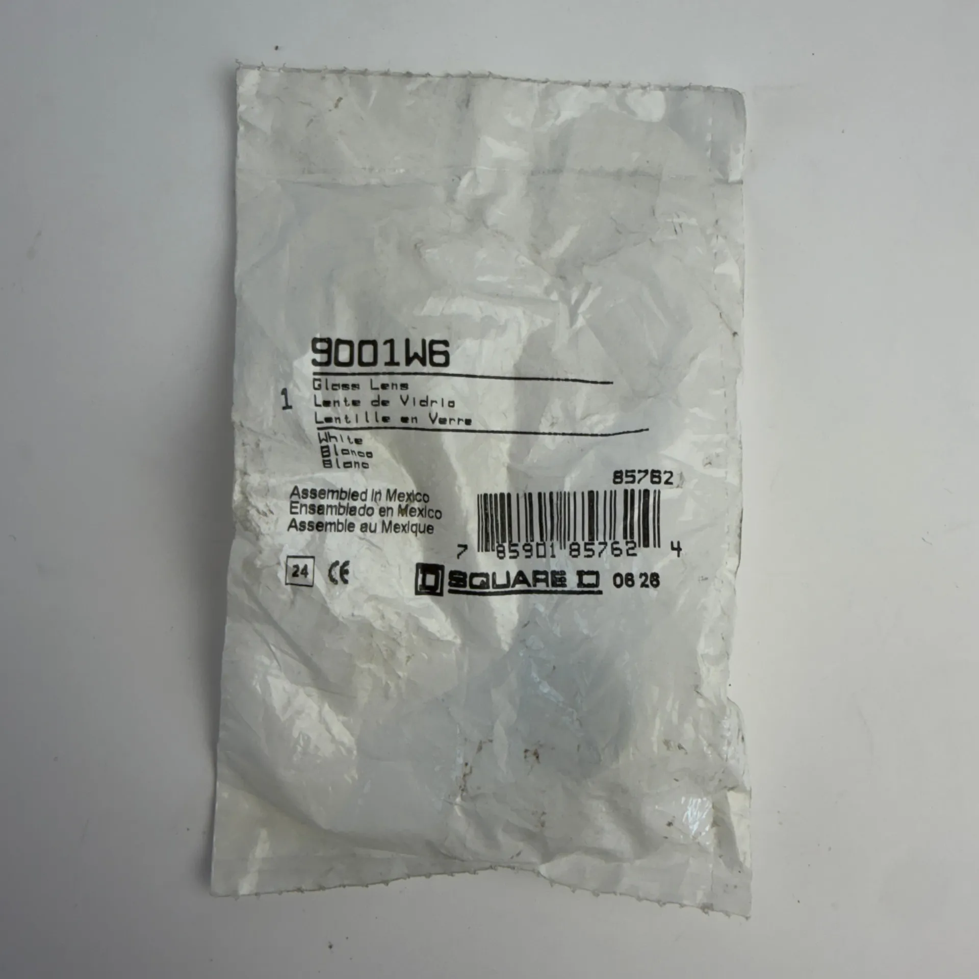 Square D 9001W6 White Glass 30mm Pilot Light Lens - Thumbnail 2
