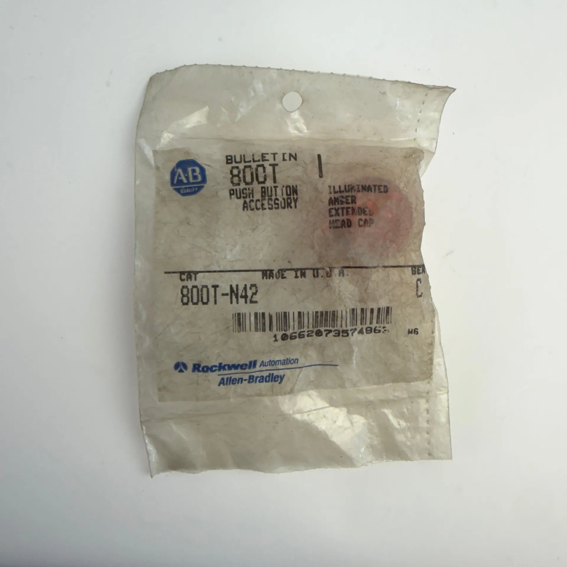 Allen-Bradley 800T-N42 Amber Push-to-Test Pilot Light Cap 30mm NOS - Image 1