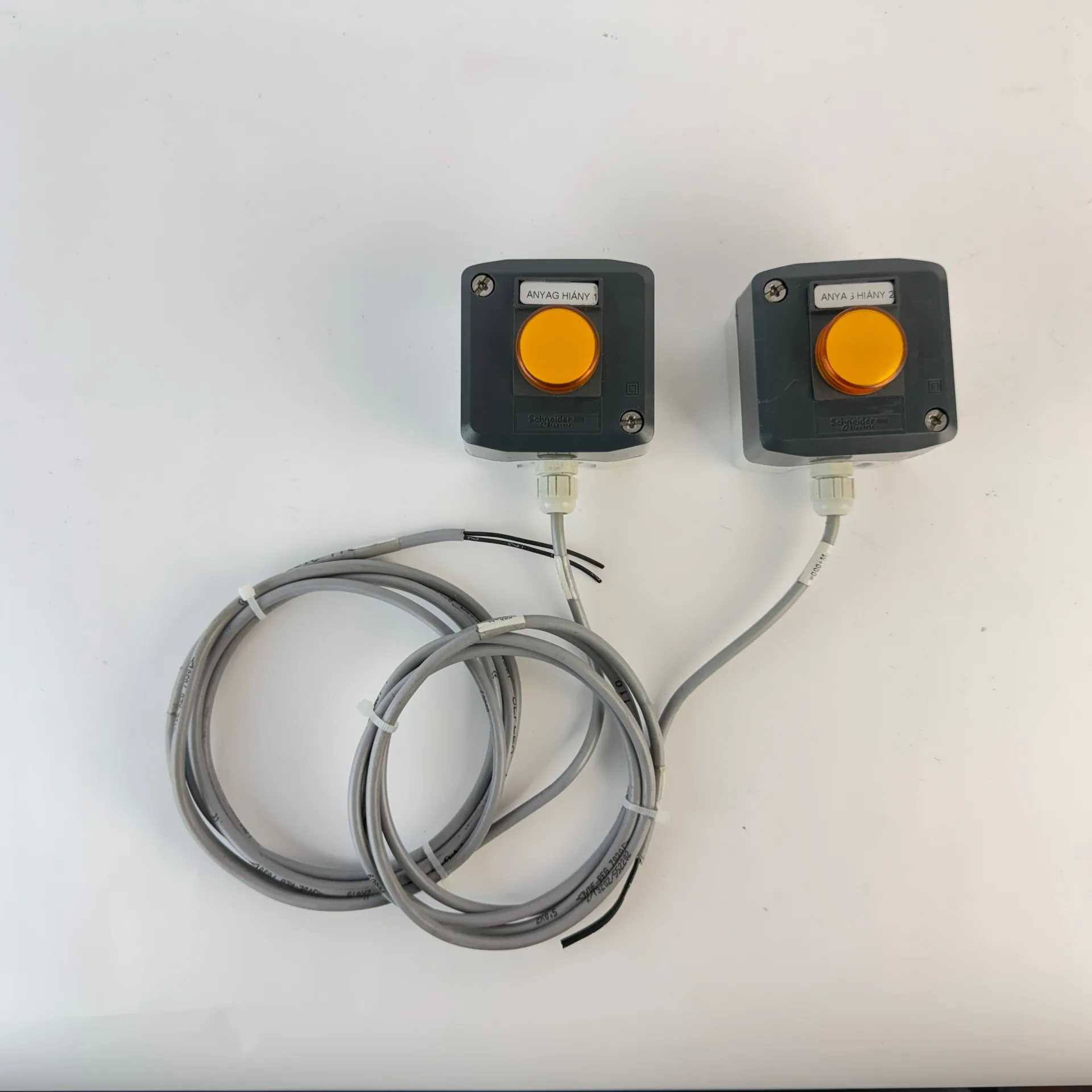 Lot of 2 Schneider Electric Harmony XALD Yellow/Amber Pilot Light Control Stations - Image 1