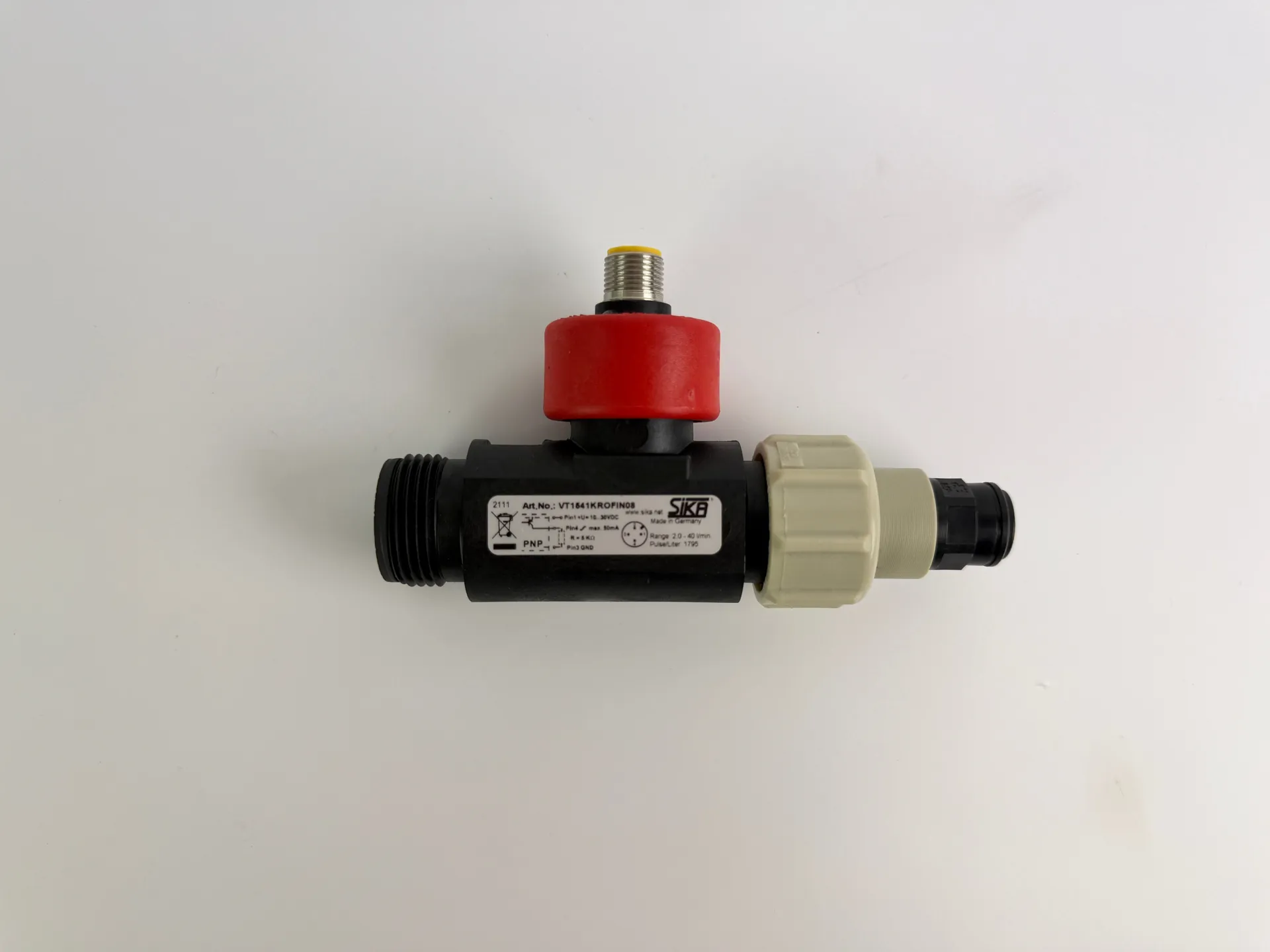 1x SIKA VT1541KROFIN08 In-Line Turbine Flow Meter + Sensor Cable