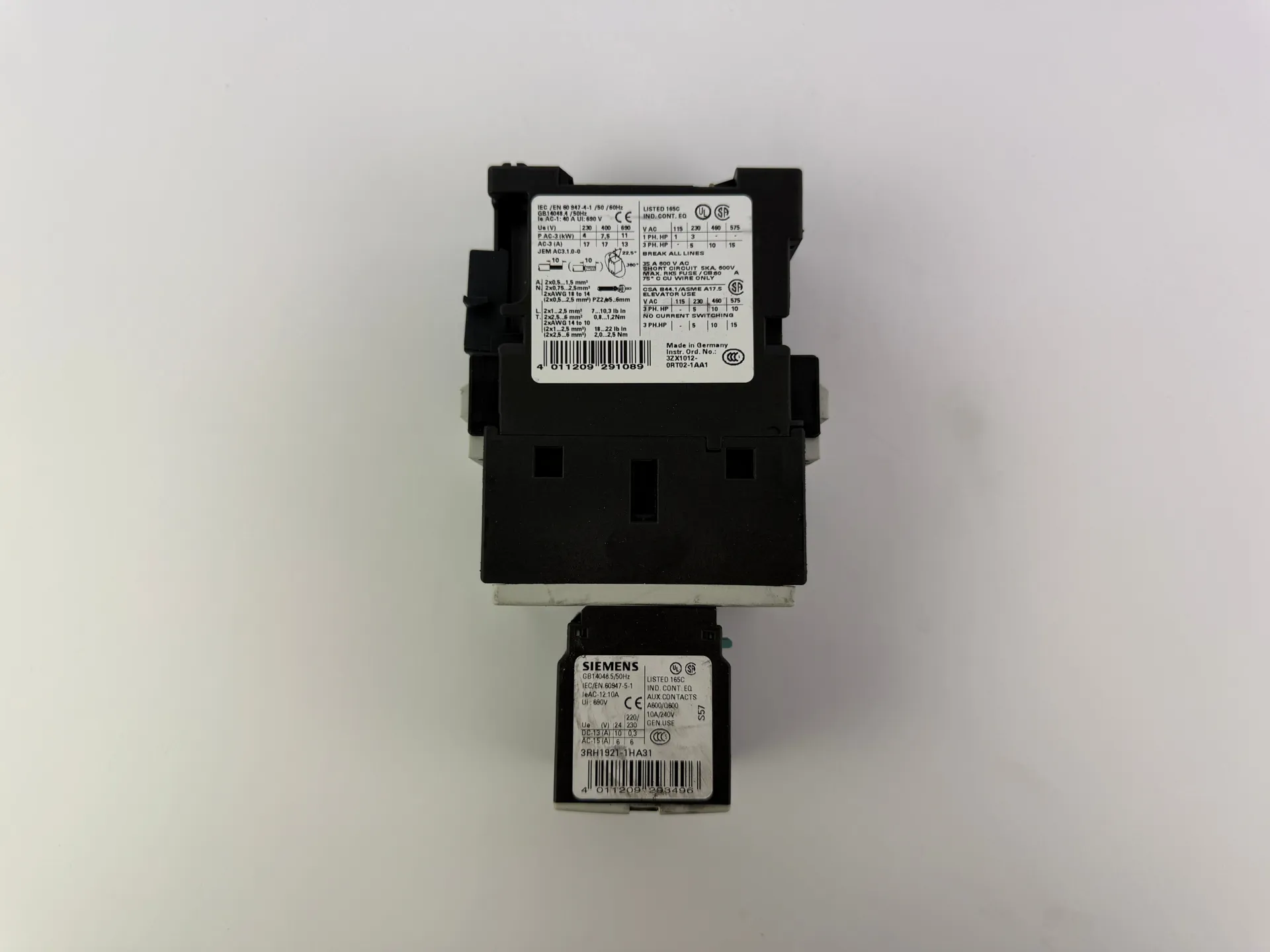 1x Siemens 3ZX1012-0RT02-1AA1 Contactor with Auxiliary Relay 3RH1921-1HA31 - Thumbnail 3