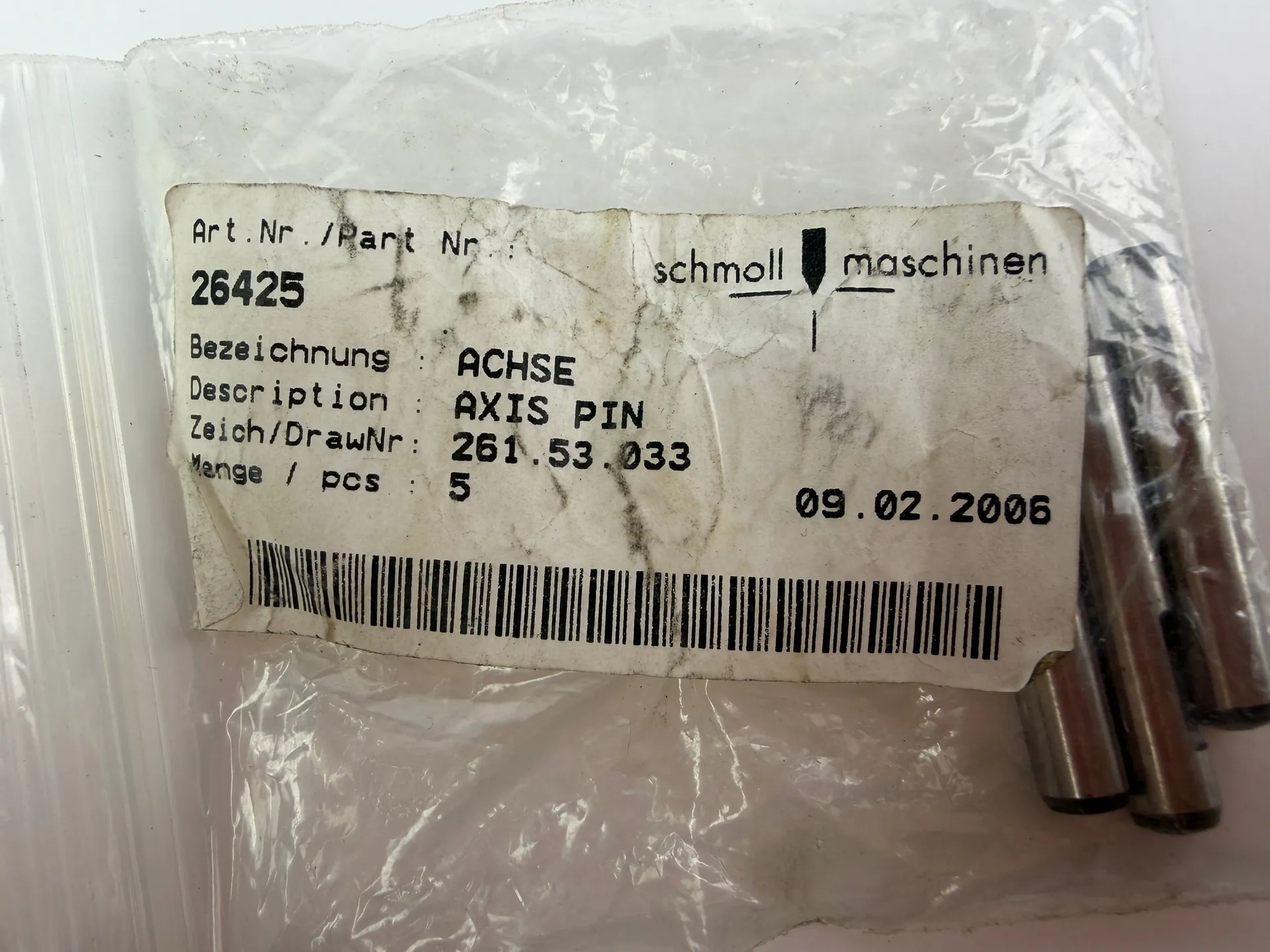 Schmoll Maschinen 26425 Axis Pin – ACHSE – 3 Pieces - Thumbnail 2