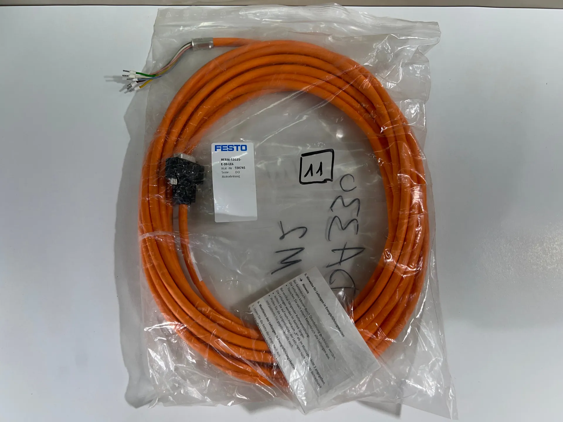 1x NEW Festo NEBM-S1G15-E-10-LE6 Connecting Cable 550745 - Image 1
