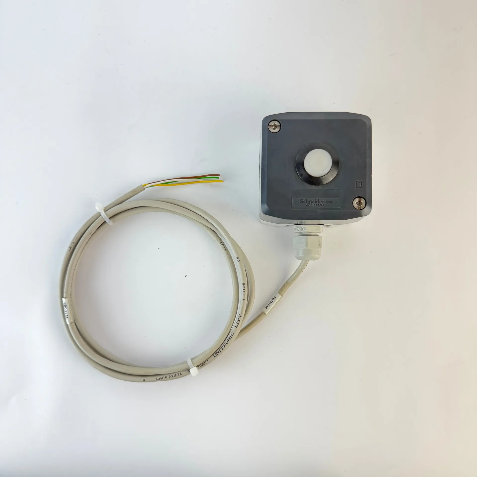 Lot of 4 Schneider Electric XAL Pilot Light Indicator Stations with Cables - Image 1