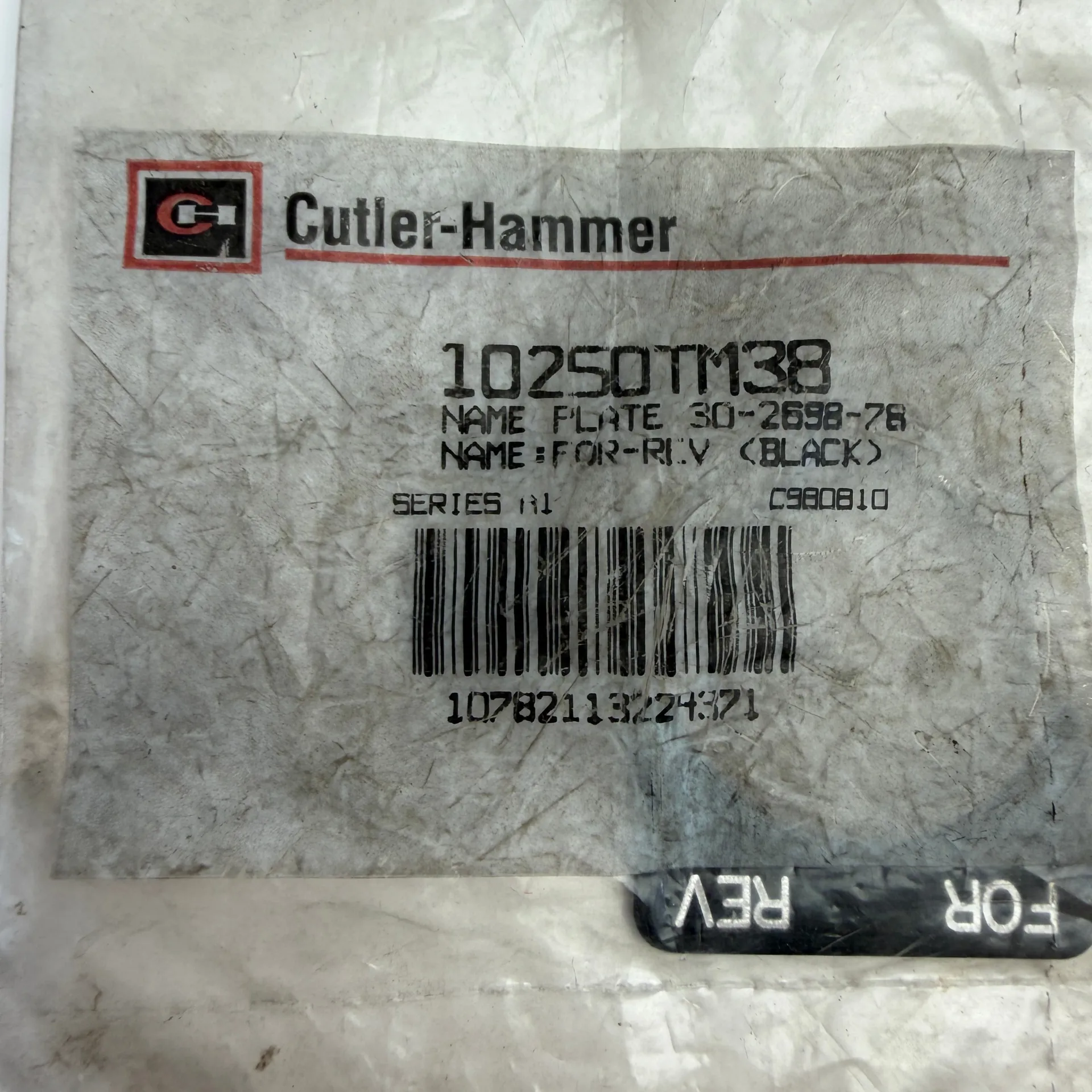 Cutler-Hammer Eaton 10250TM38 FOR REV Legend Plate 30.5mm 10250T - Thumbnail 2