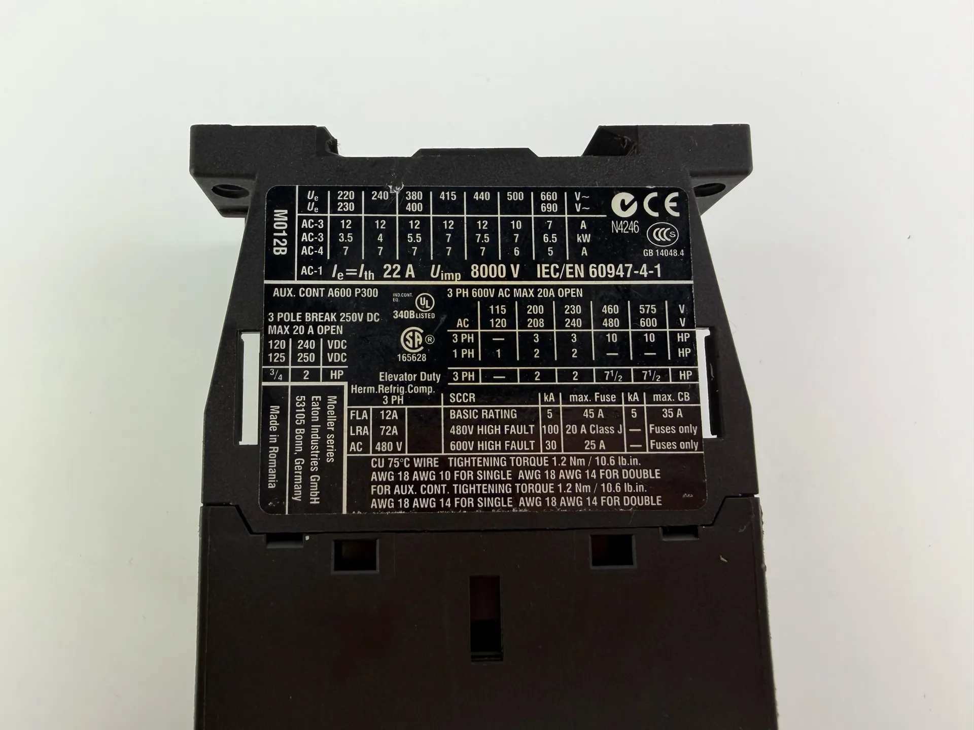 Eaton Moeller XTCE012B10 Contactor + DIL M32-XHI11 Auxiliary Contact Block (21NC / 33NO) - Thumbnail 8