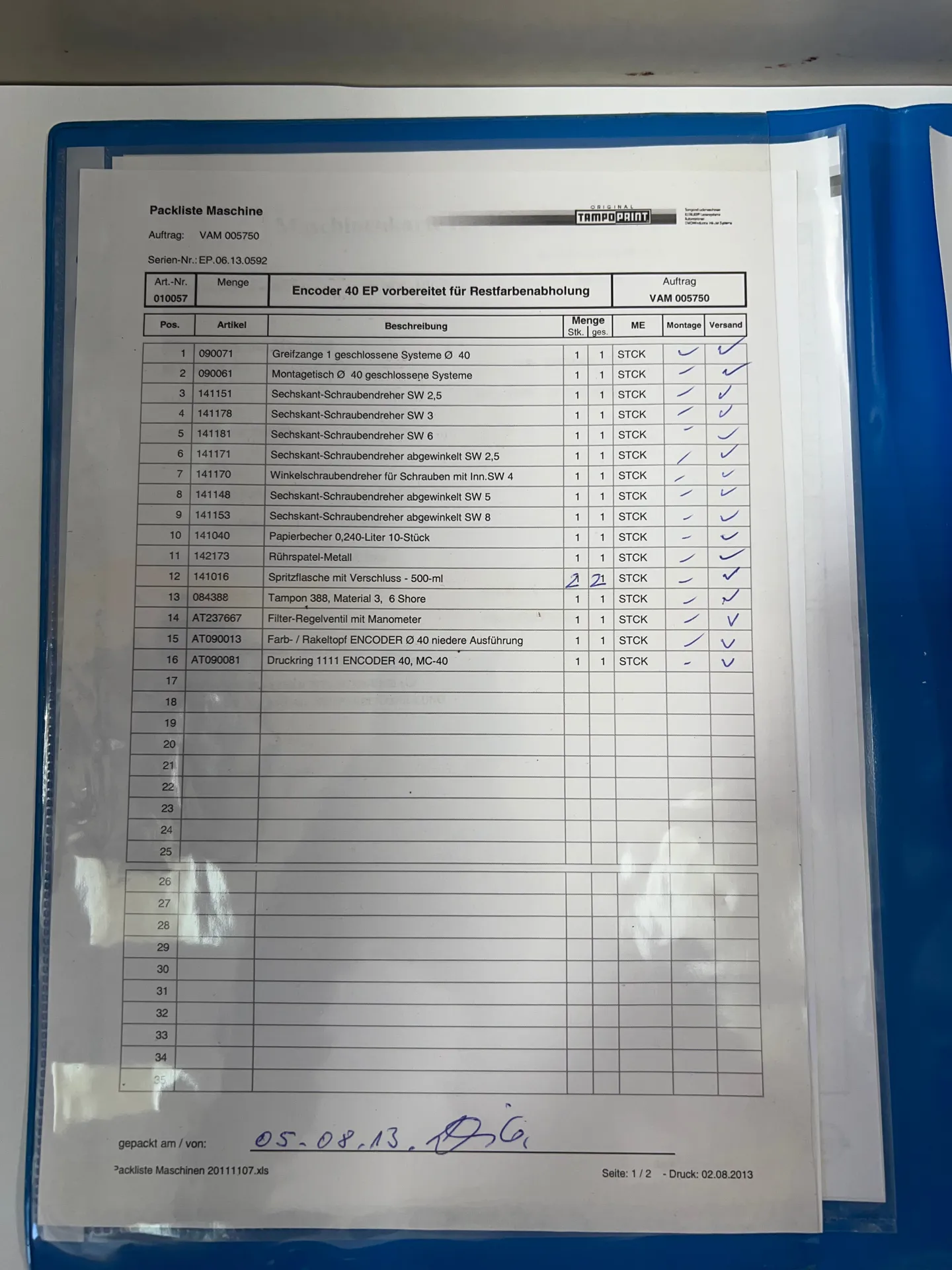 Tampoprint Encoder 40 EP – Operating Instructions, Setting Instructions & Spare Parts List - Thumbnail 3