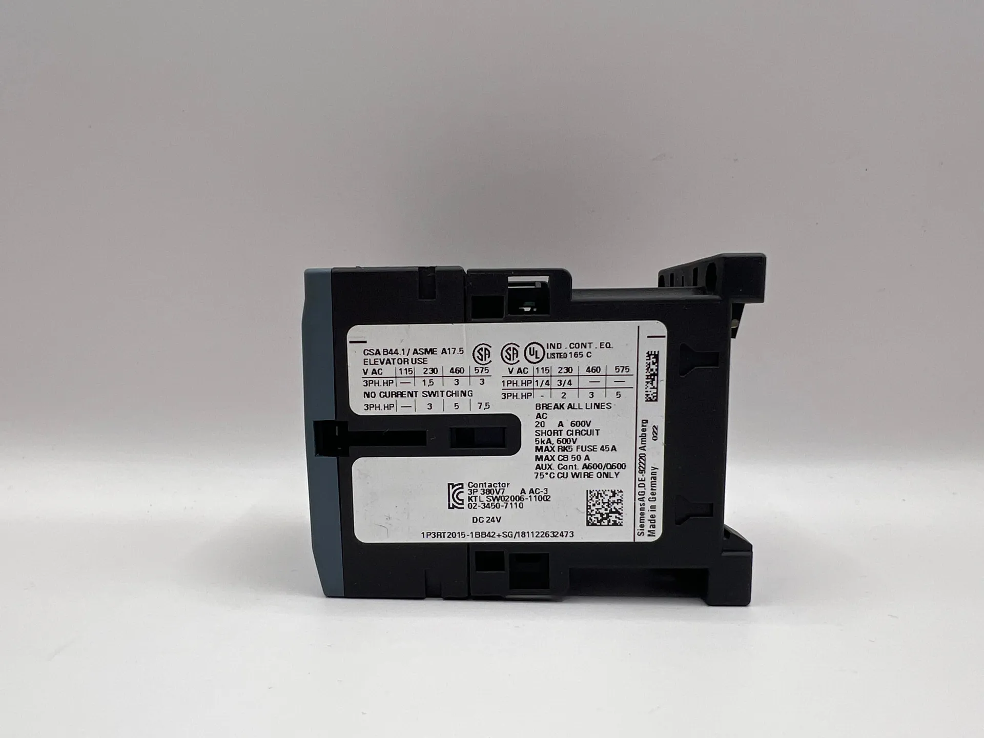Siemens SIRIUS 3RT2015-1BB42 Contactor 24V AC Coil 3-Pole 7A - Thumbnail 4