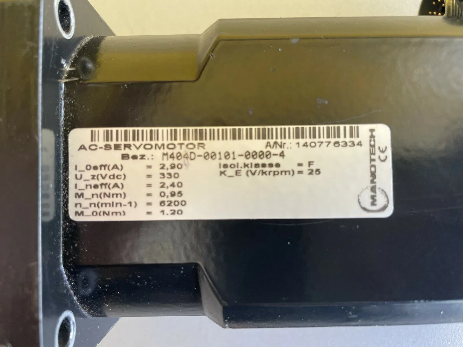 MANOTECH AC SERVO MOTOR M404D-00101-0000-4 - Thumbnail 6