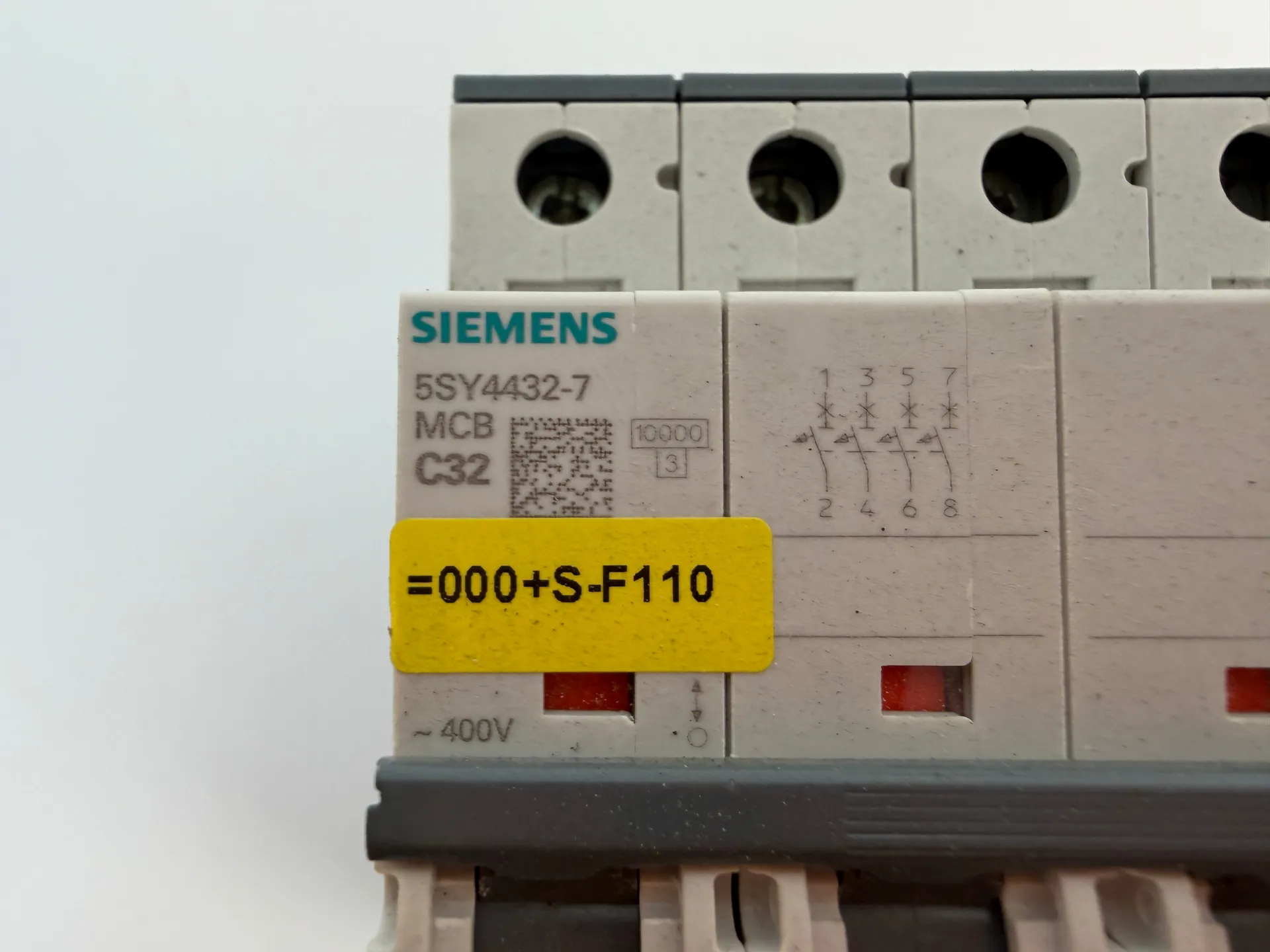 Siemens 5SY4432-7 4 Pole MCB C32 32A Circuit Breaker 10kA 400V AC - Thumbnail 2