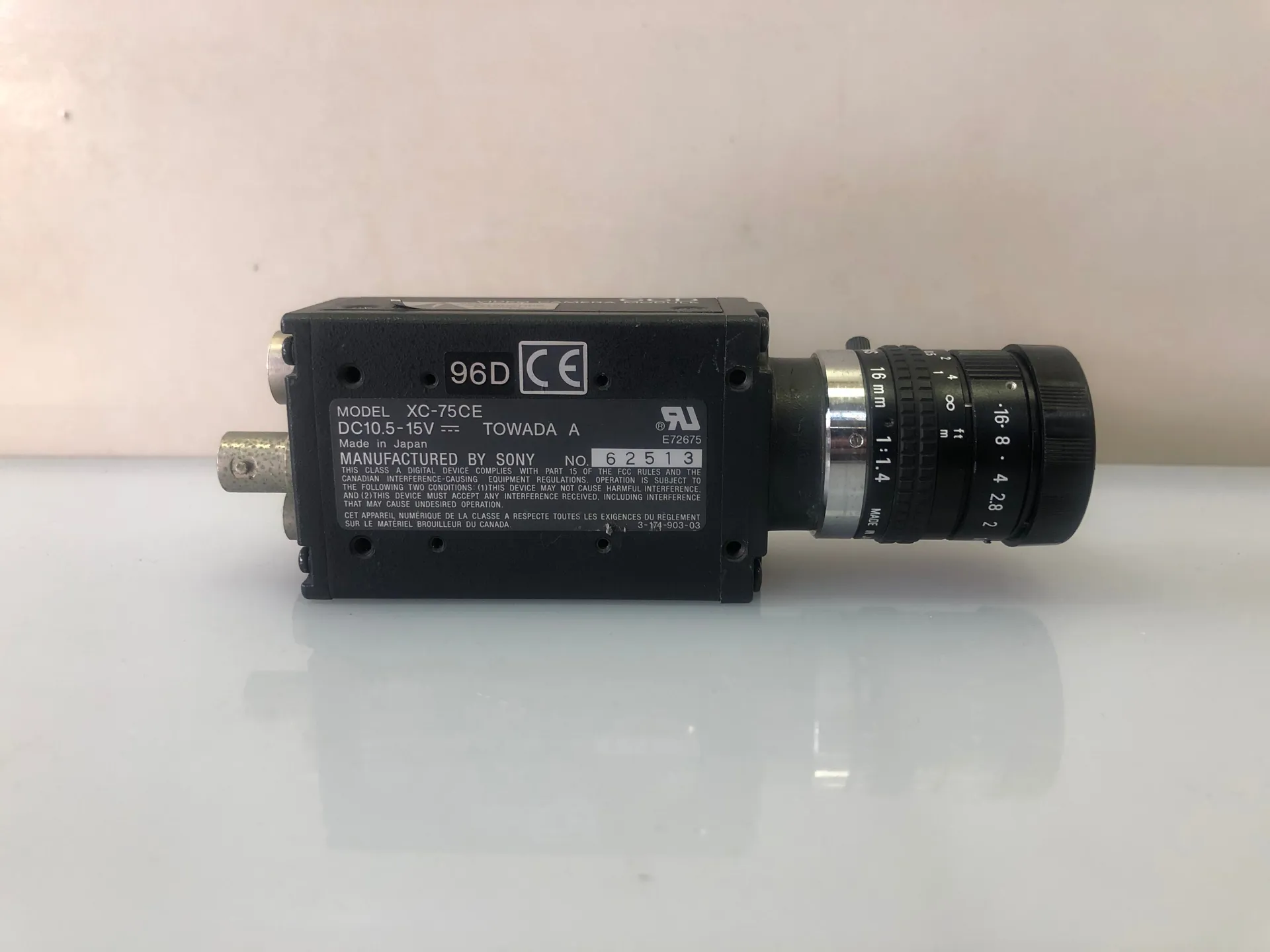 SONY XC-75CE Video CCD Camera Module with Cosmicar 16mm f/1.4 Lens