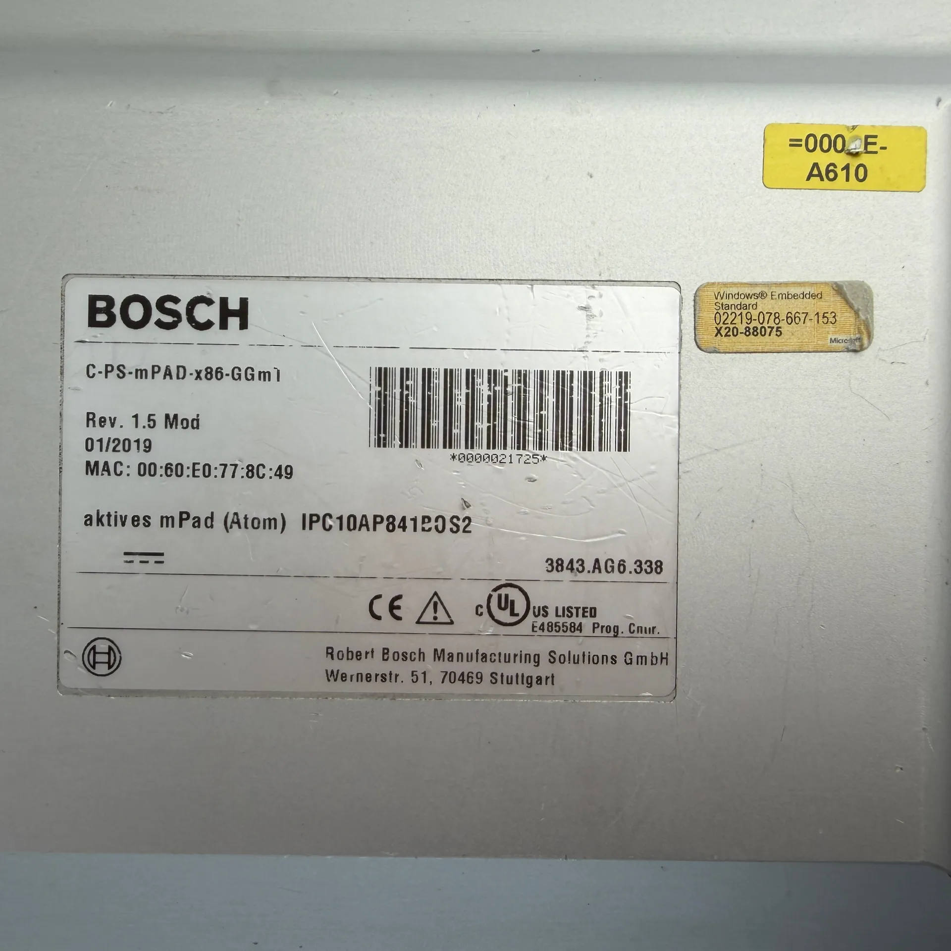 Parts/Repair Bosch C-PS-mPAD-x86-GGmT IPC10AP841B0S2 HMI Touch Panel - Thumbnail 10