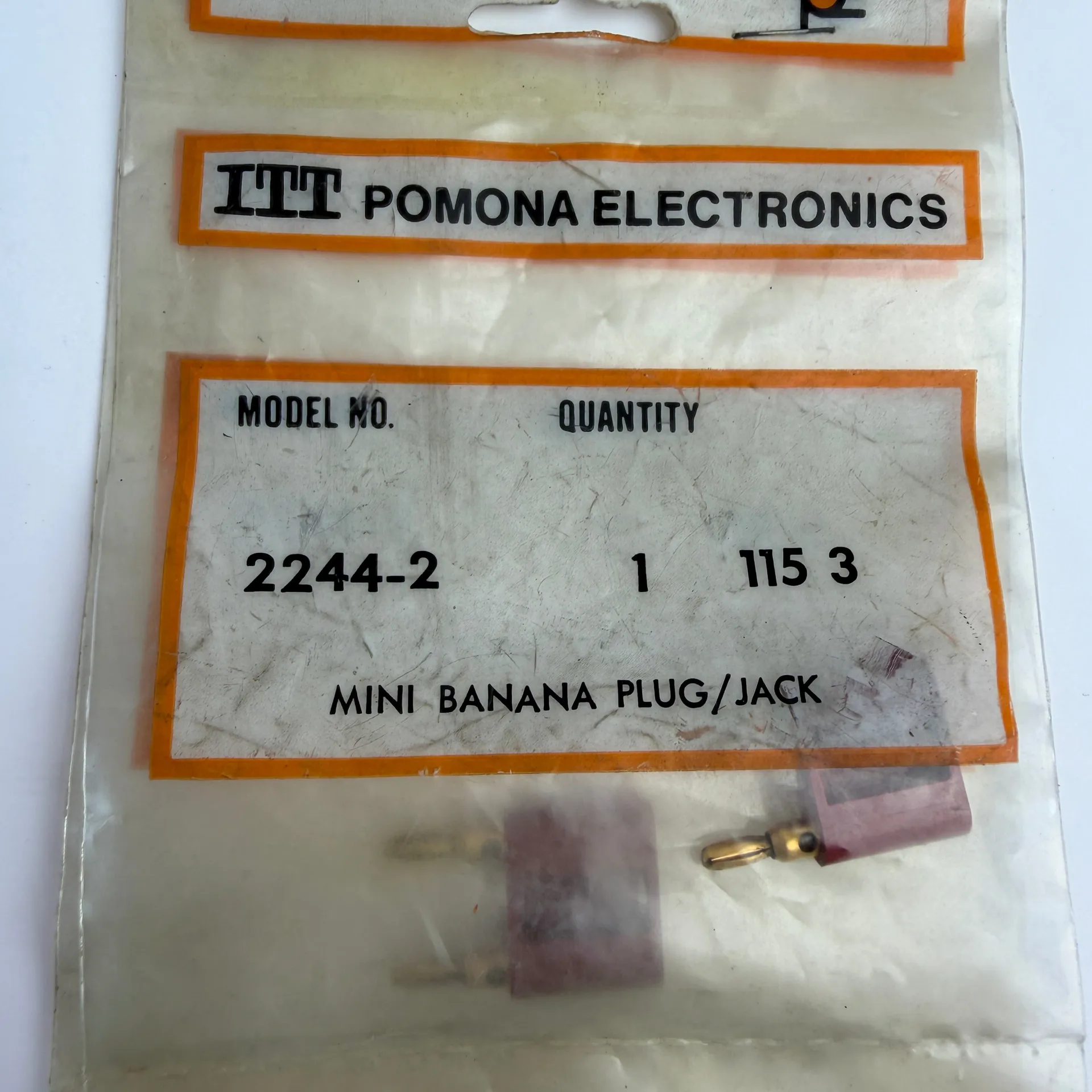 Lot of 2 Pomona Electronics 2244-2 Double Miniature Banana Plug Red NOS - Image 1