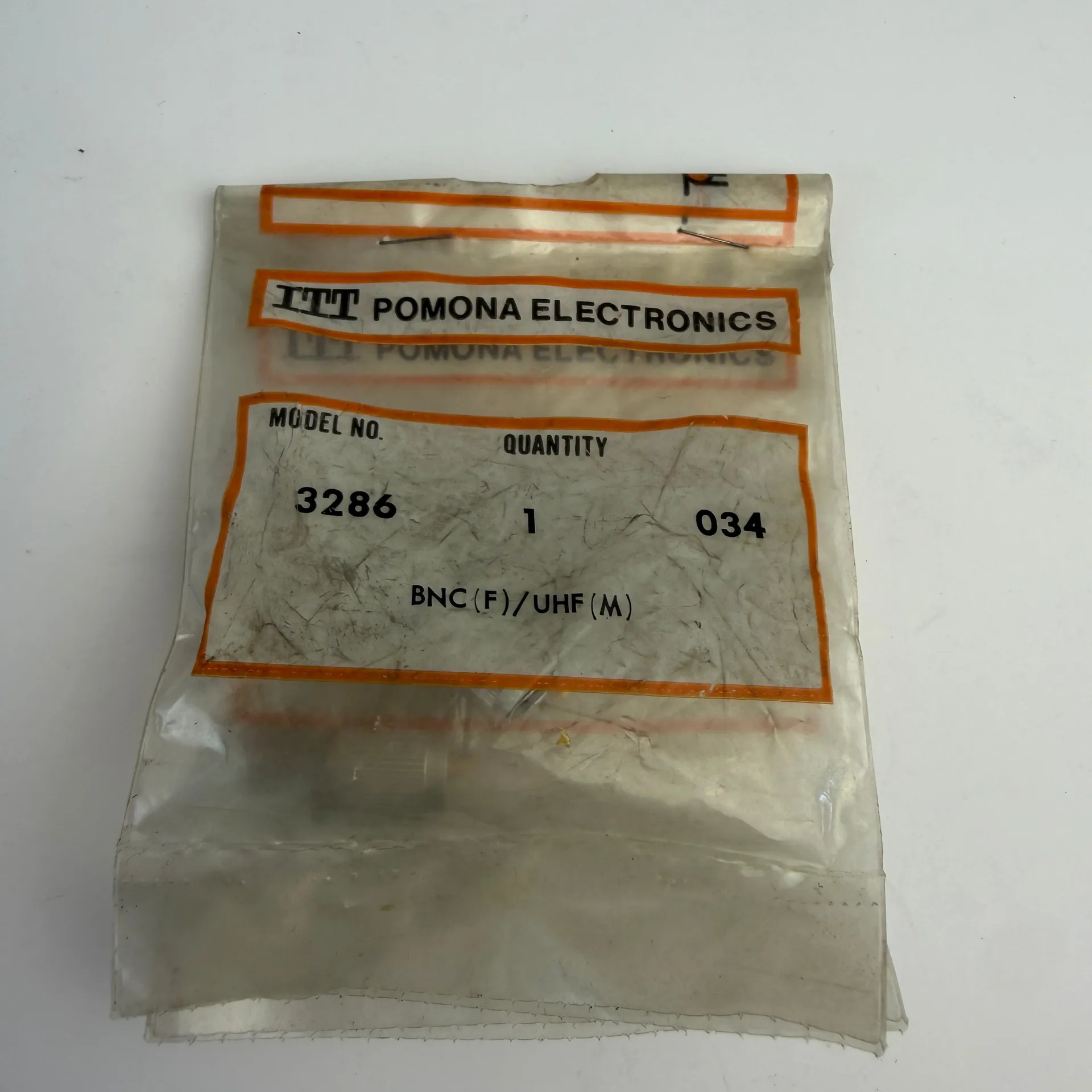 ITT Pomona Electronics 3286 BNC Female to UHF Male 50 Ohm Coaxial Adapter - Lot of 2 - Image 1
