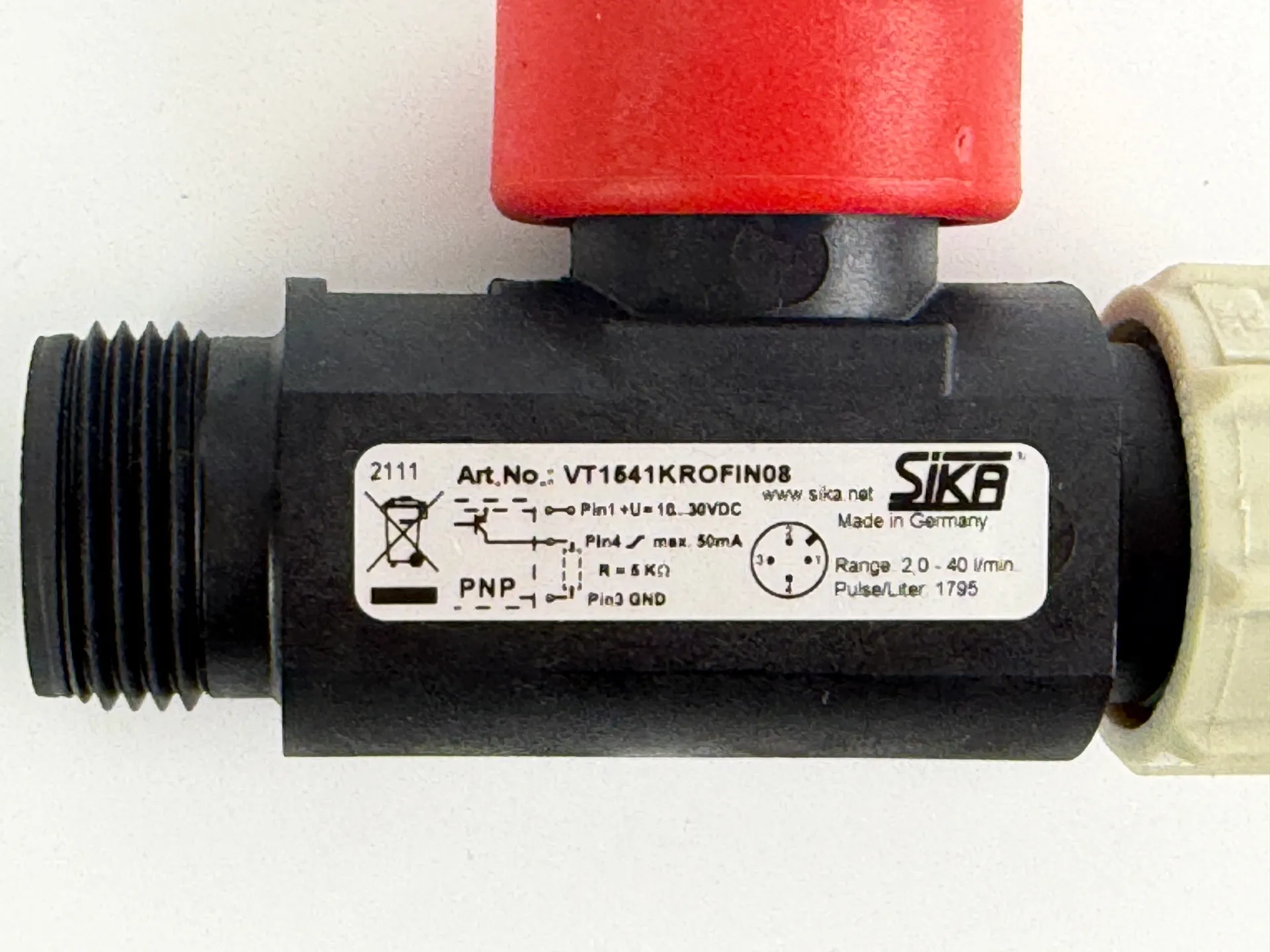 1x SIKA VT1541KROFIN08 In-Line Turbine Flow Meter + Sensor Cable - Image 1
