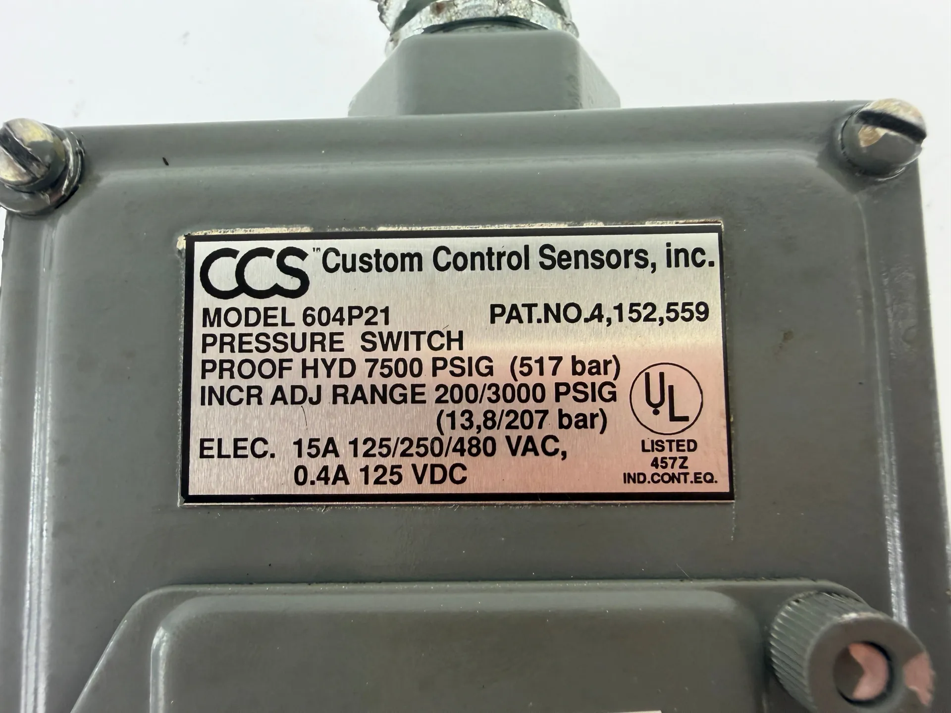 Custom Control Sensors 604P21 Pressure Switch 200-3000 PSIG CCS - Thumbnail 7
